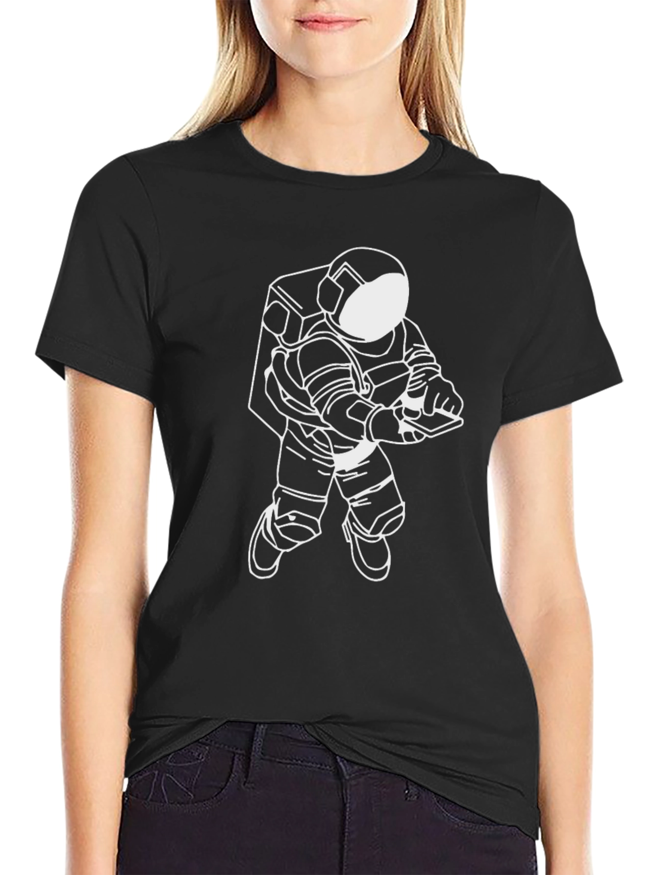 Astronaut Graphic T-Shirt - Black Crew Neck Tee