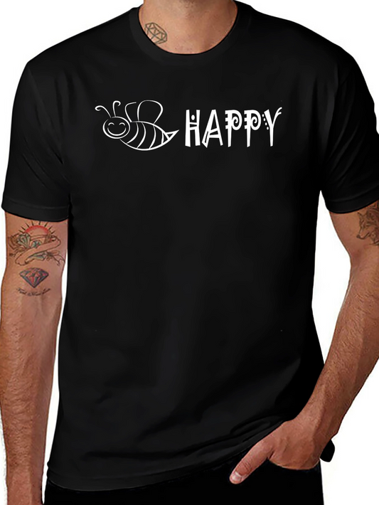 Bee Happy Graphic T-Shirt - Unisex Casual Tee