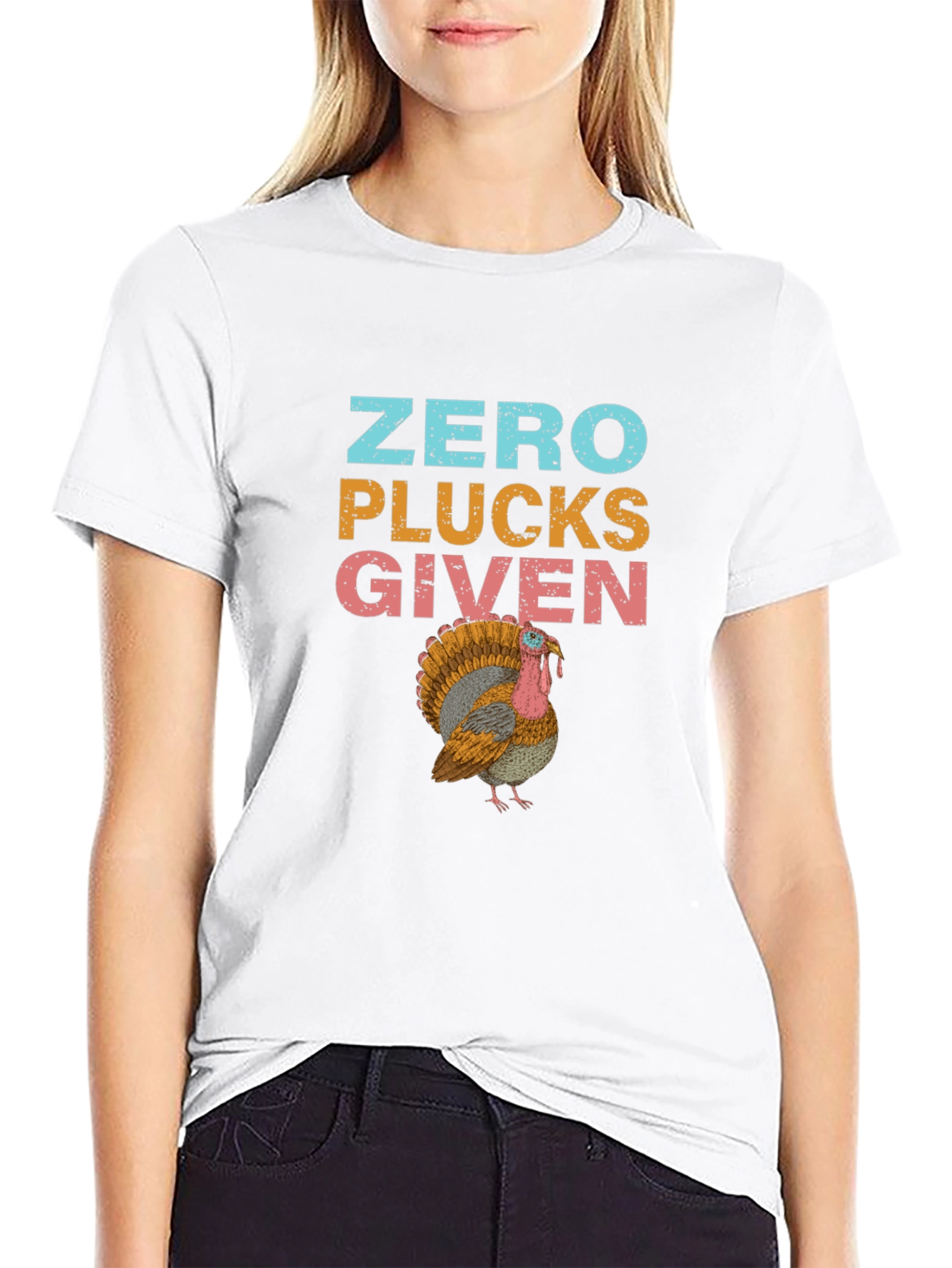 Zero Plucks Given Turkey Graphic T-Shirt