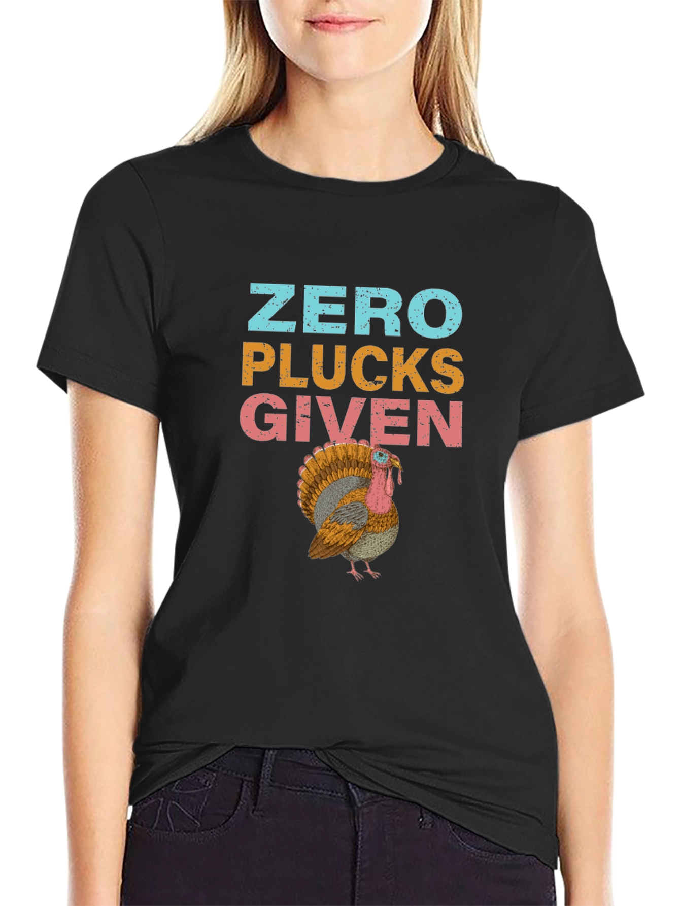 Zero Plucks Given Turkey Graphic T-Shirt