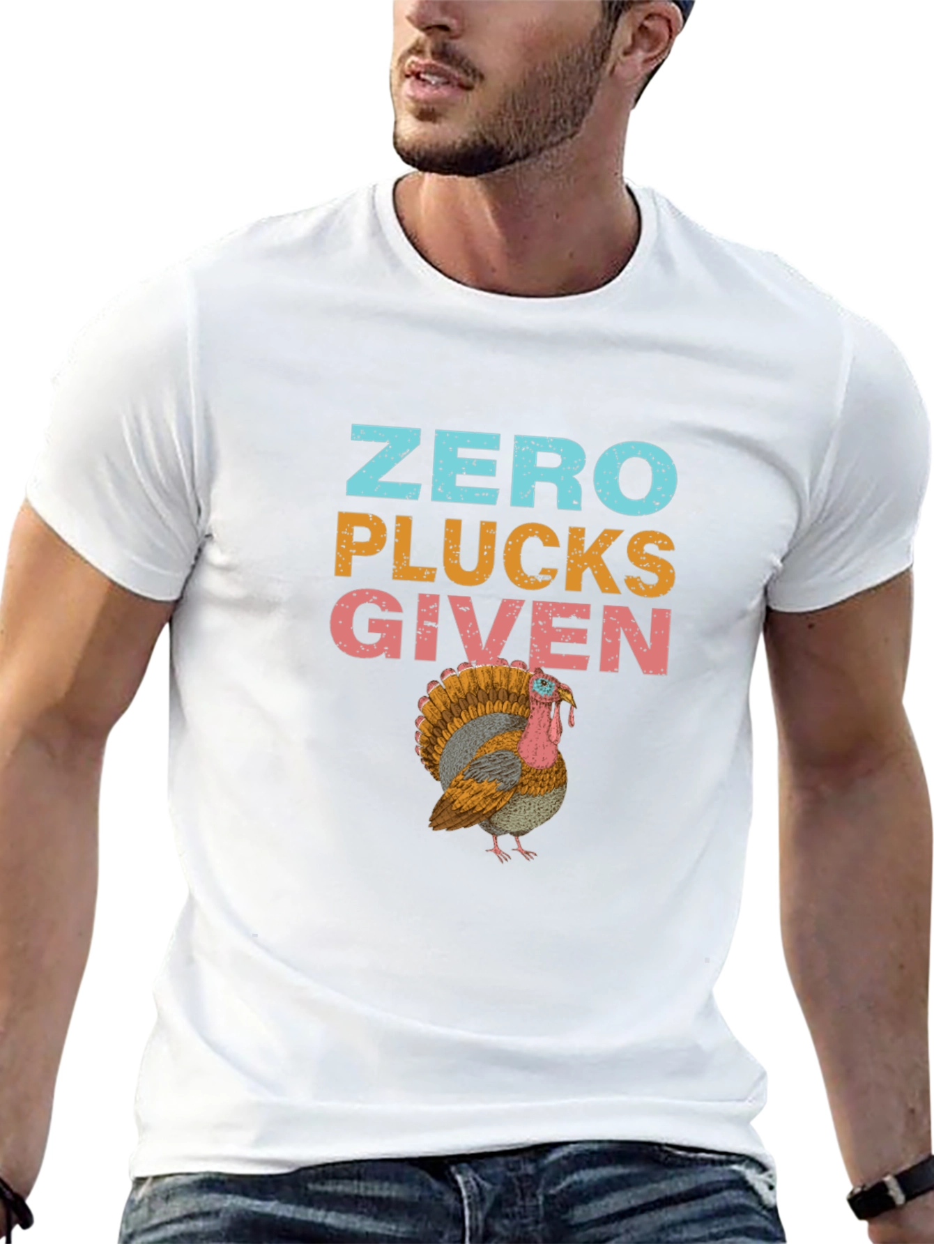 Zero Plucks Given Turkey Graphic T-Shirt