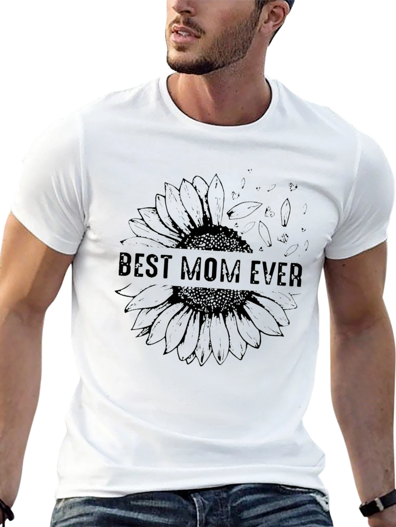 Best Mom Ever Sunflower Graphic Tee - Black