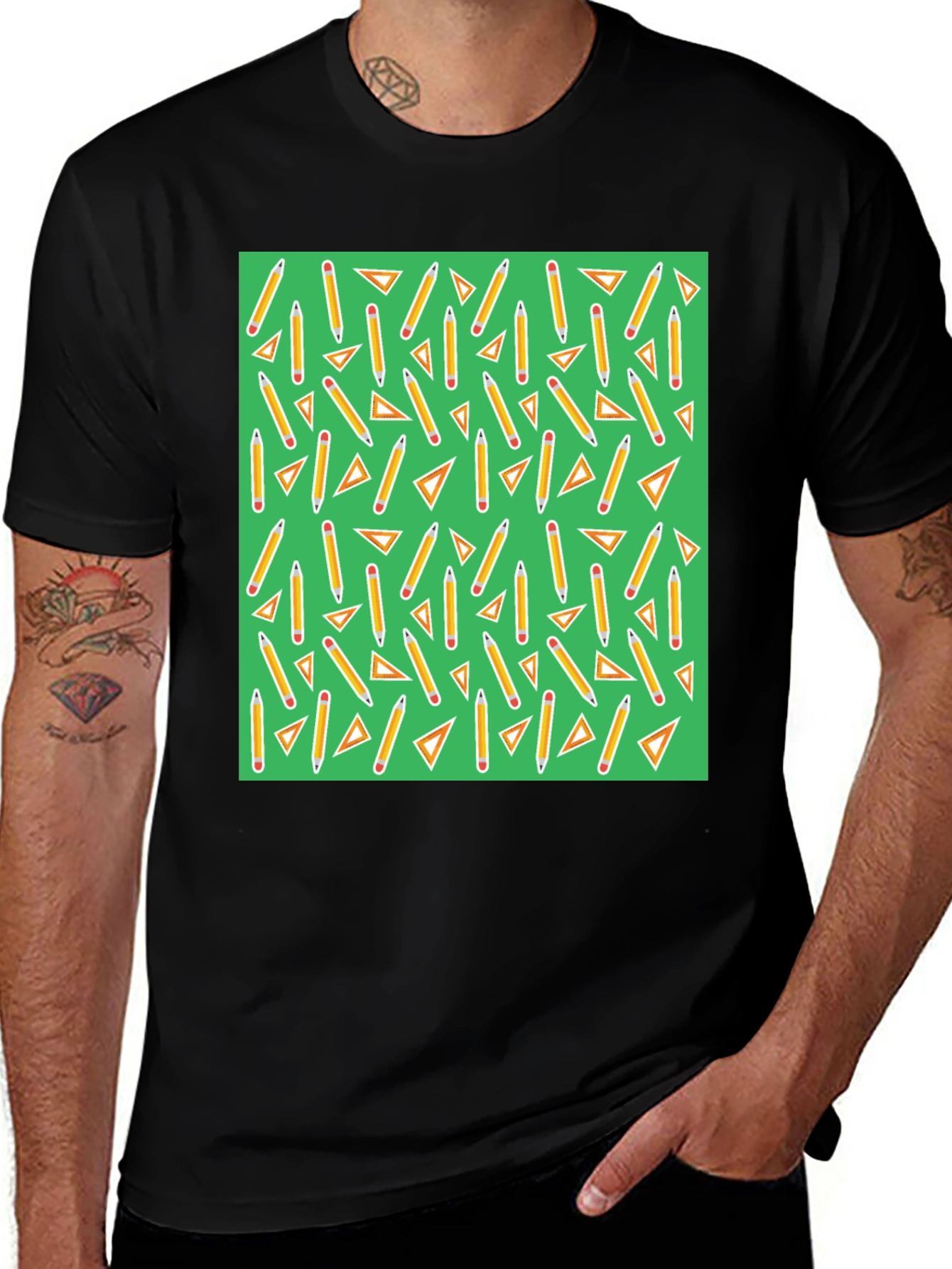 Math Pencils & Triangles Pattern T-Shirt