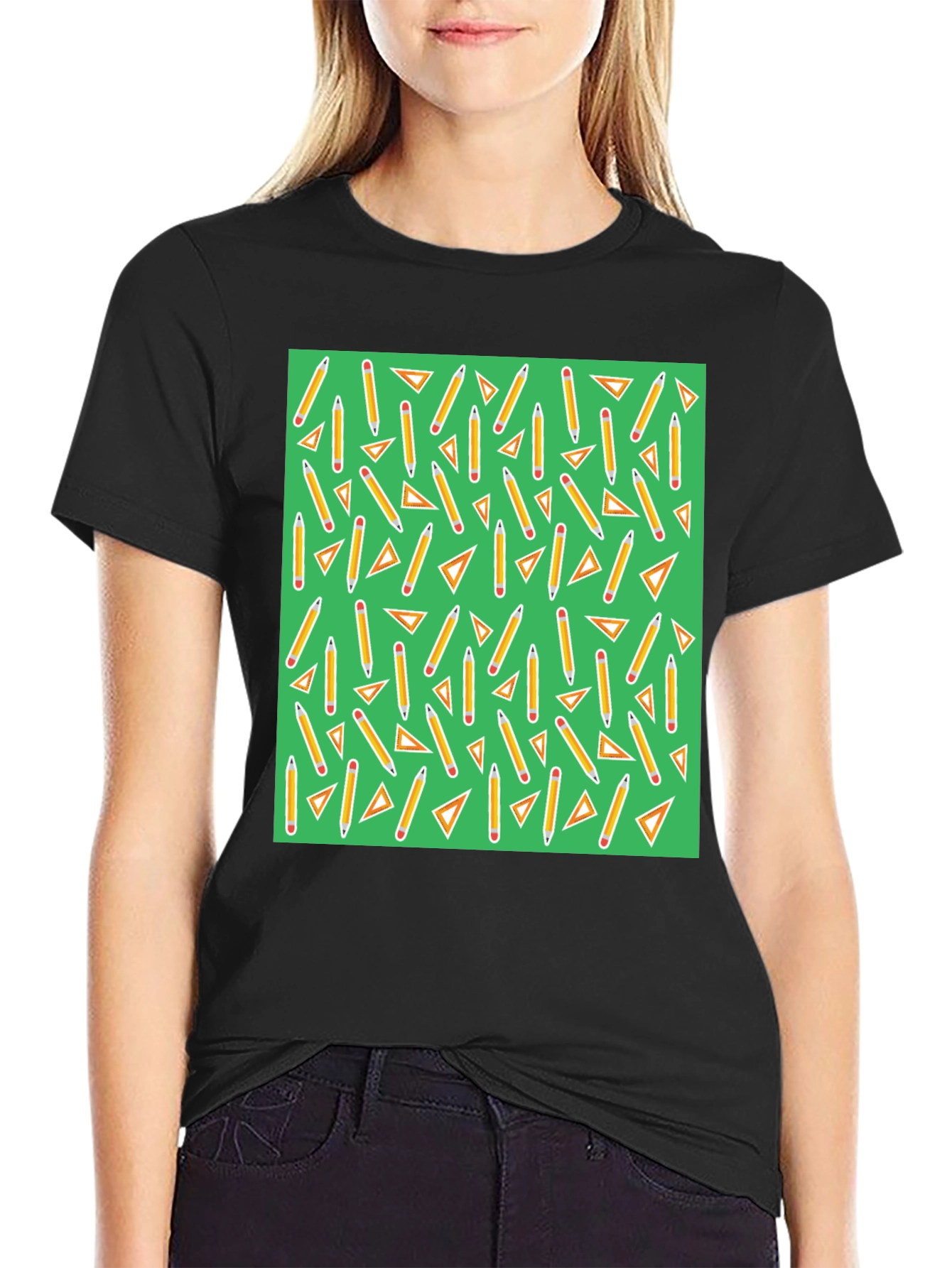 Math Pencils & Triangles Pattern T-Shirt