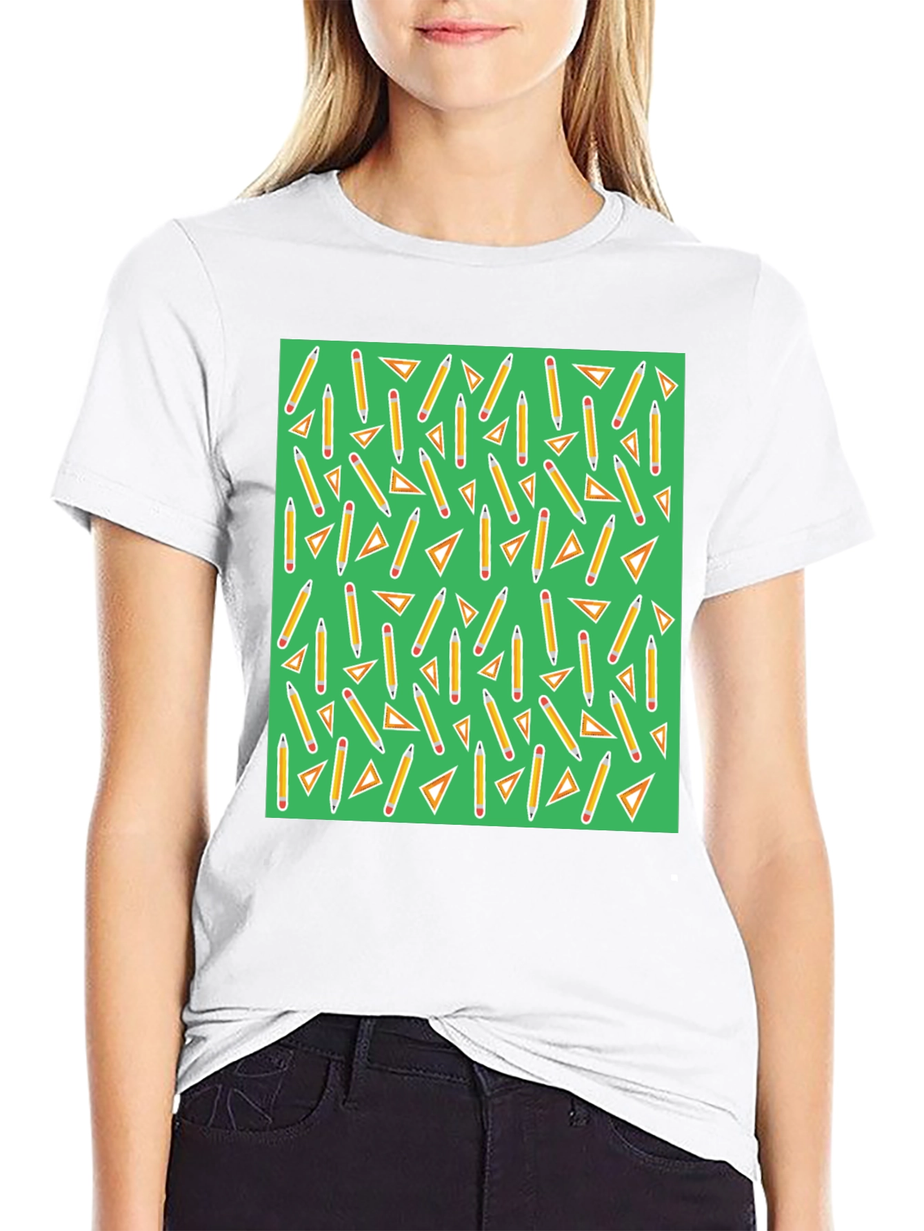 Math Pencils & Triangles Pattern T-Shirt