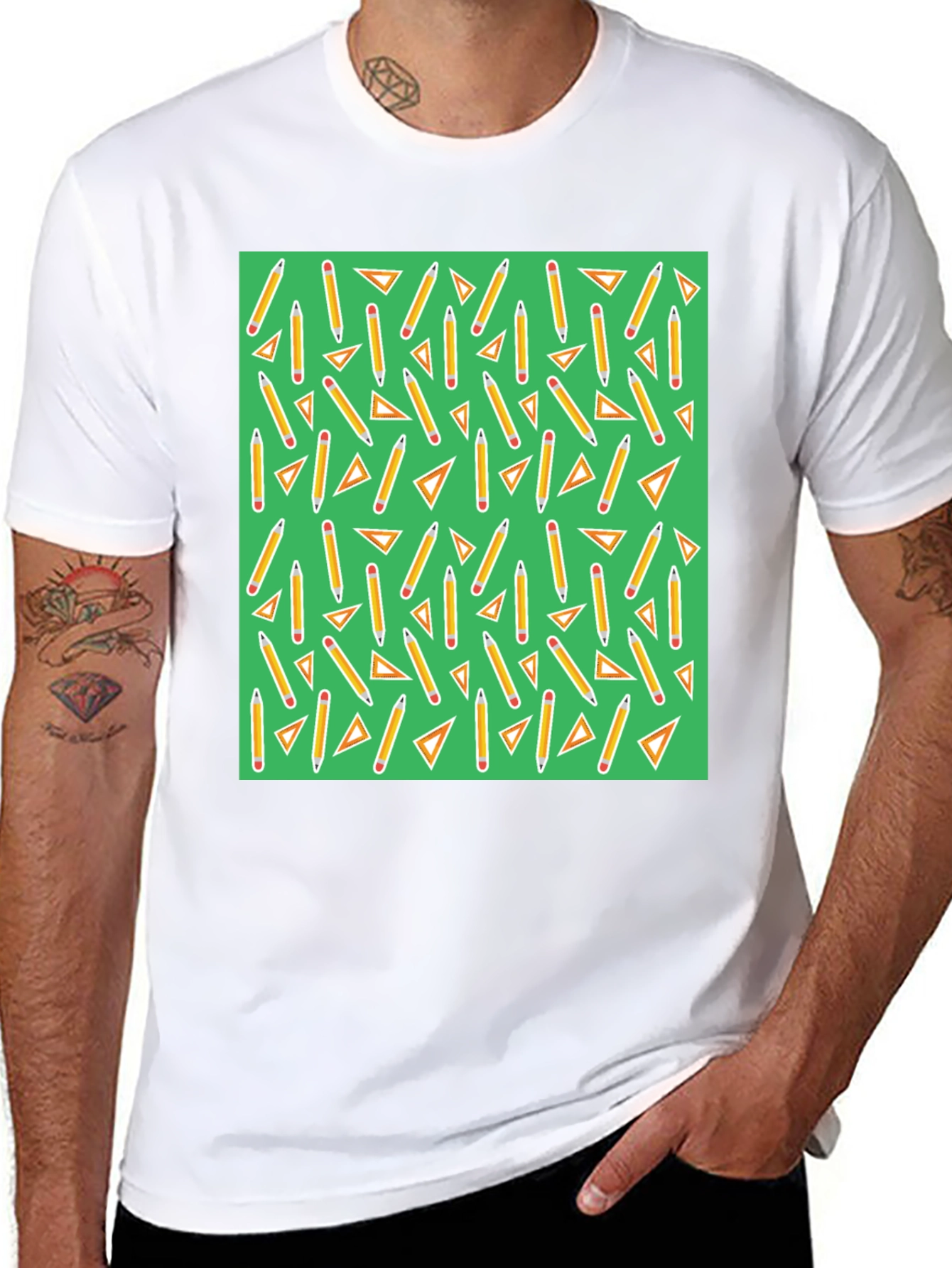 Math Pencils & Triangles Pattern T-Shirt