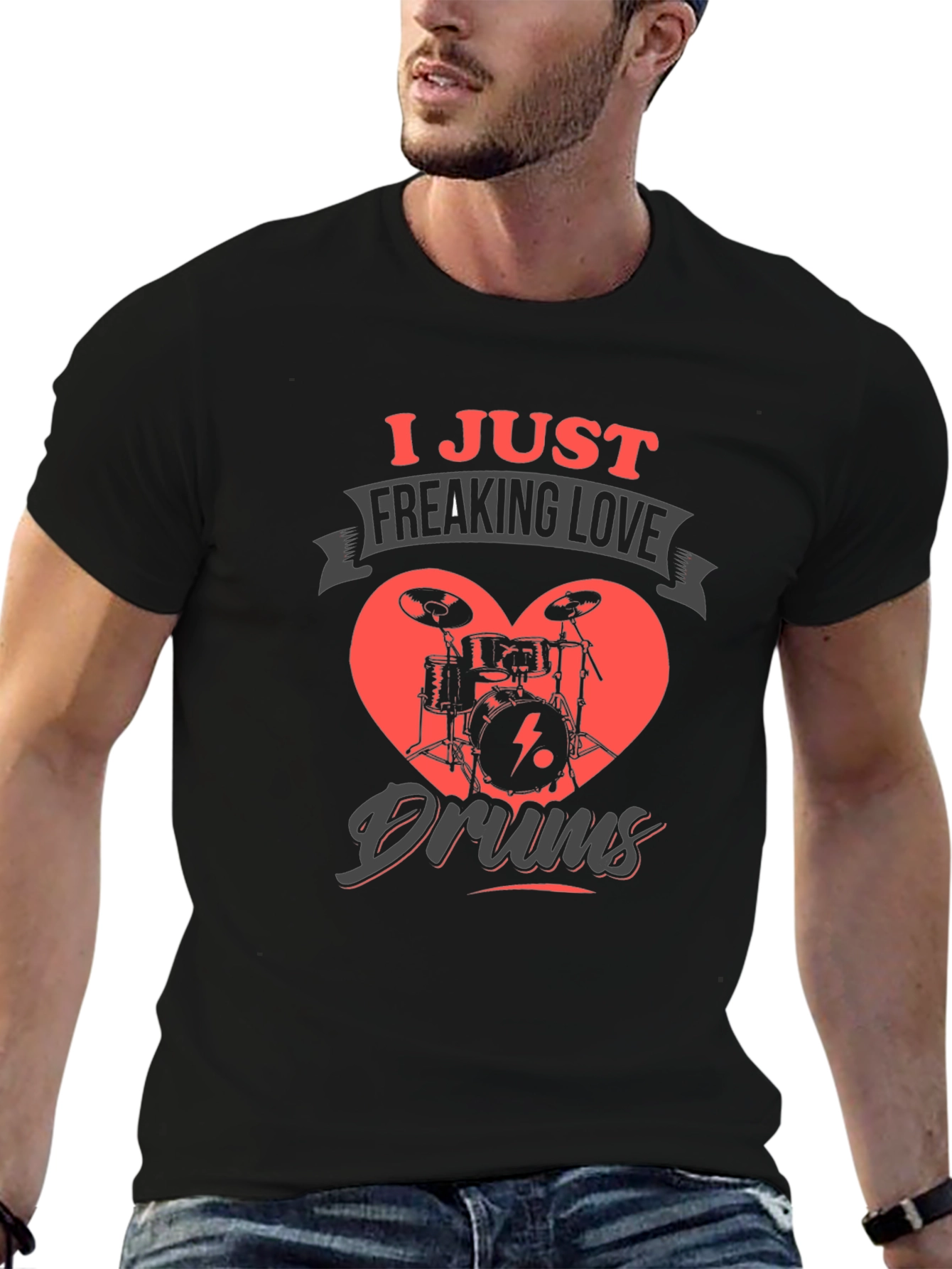 Drum Lover Graphic T-Shirt - Black