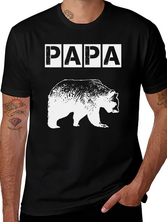 Papa Bear Graphic T-Shirt - Black Cotton Tee