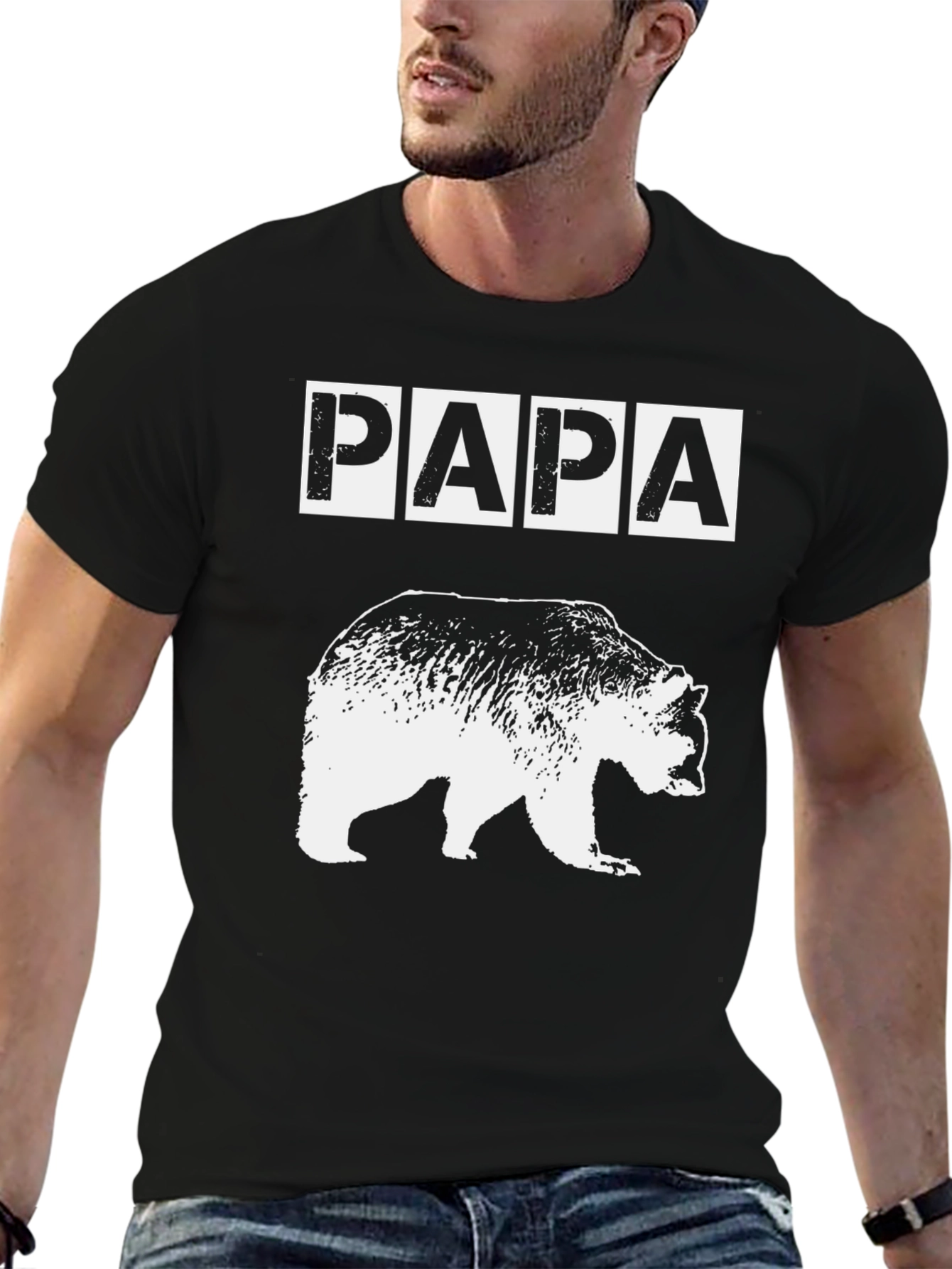 Papa Bear Graphic T-Shirt - Black Cotton Tee