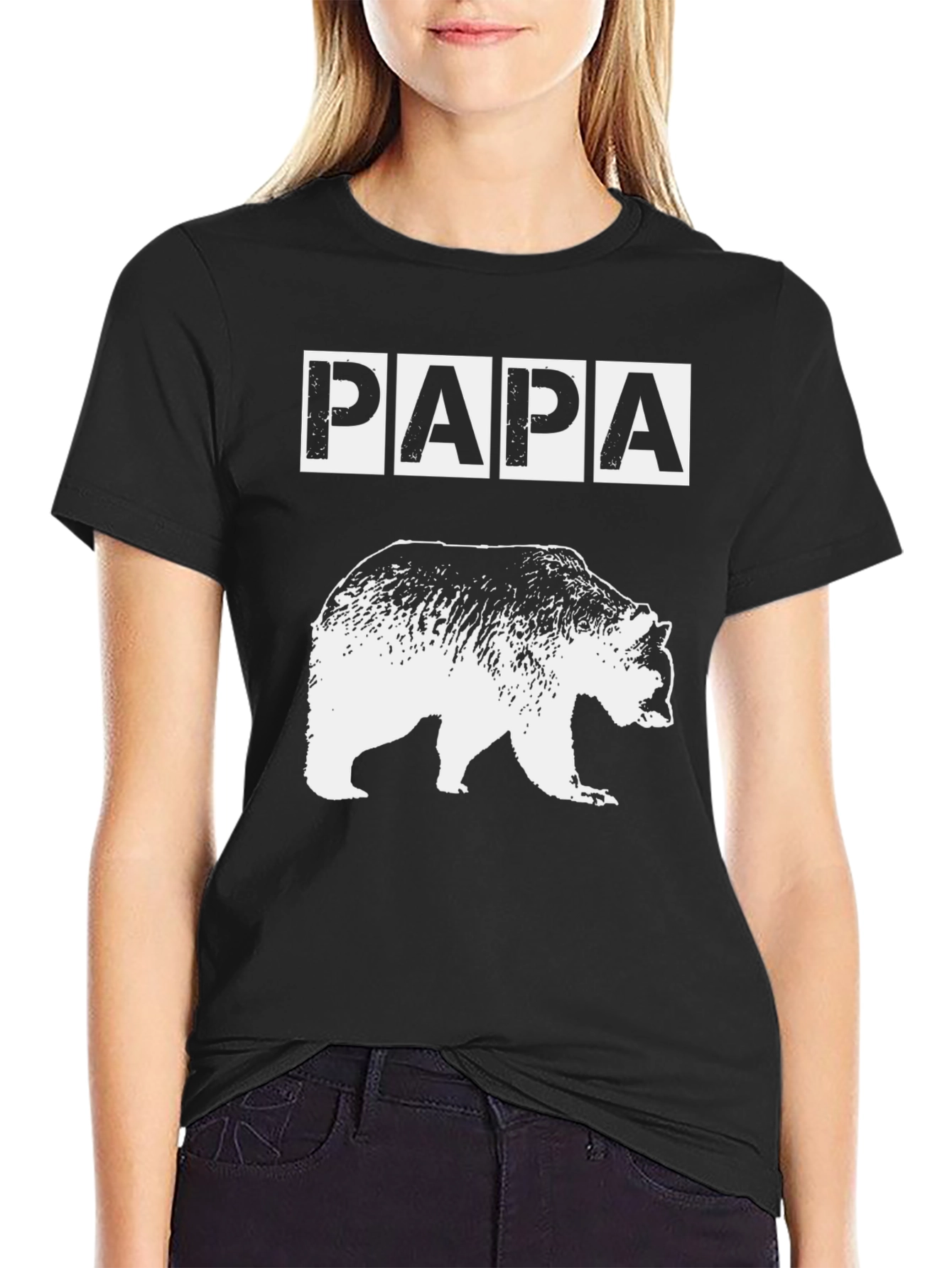 Papa Bear Graphic T-Shirt - Black Cotton Tee