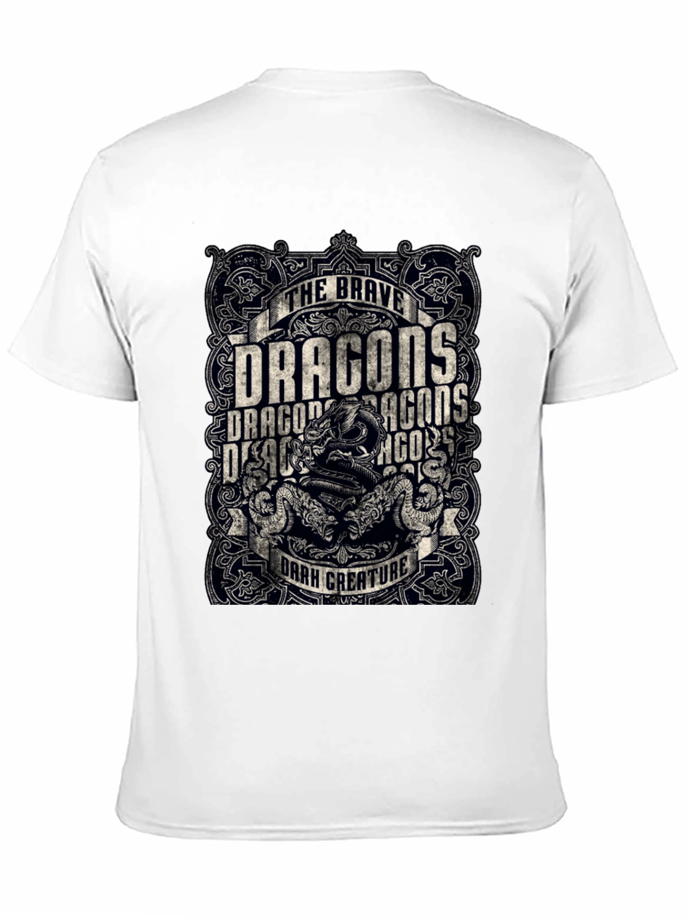 Brave Dragons Dark Creature Graphic Print Tee - Black