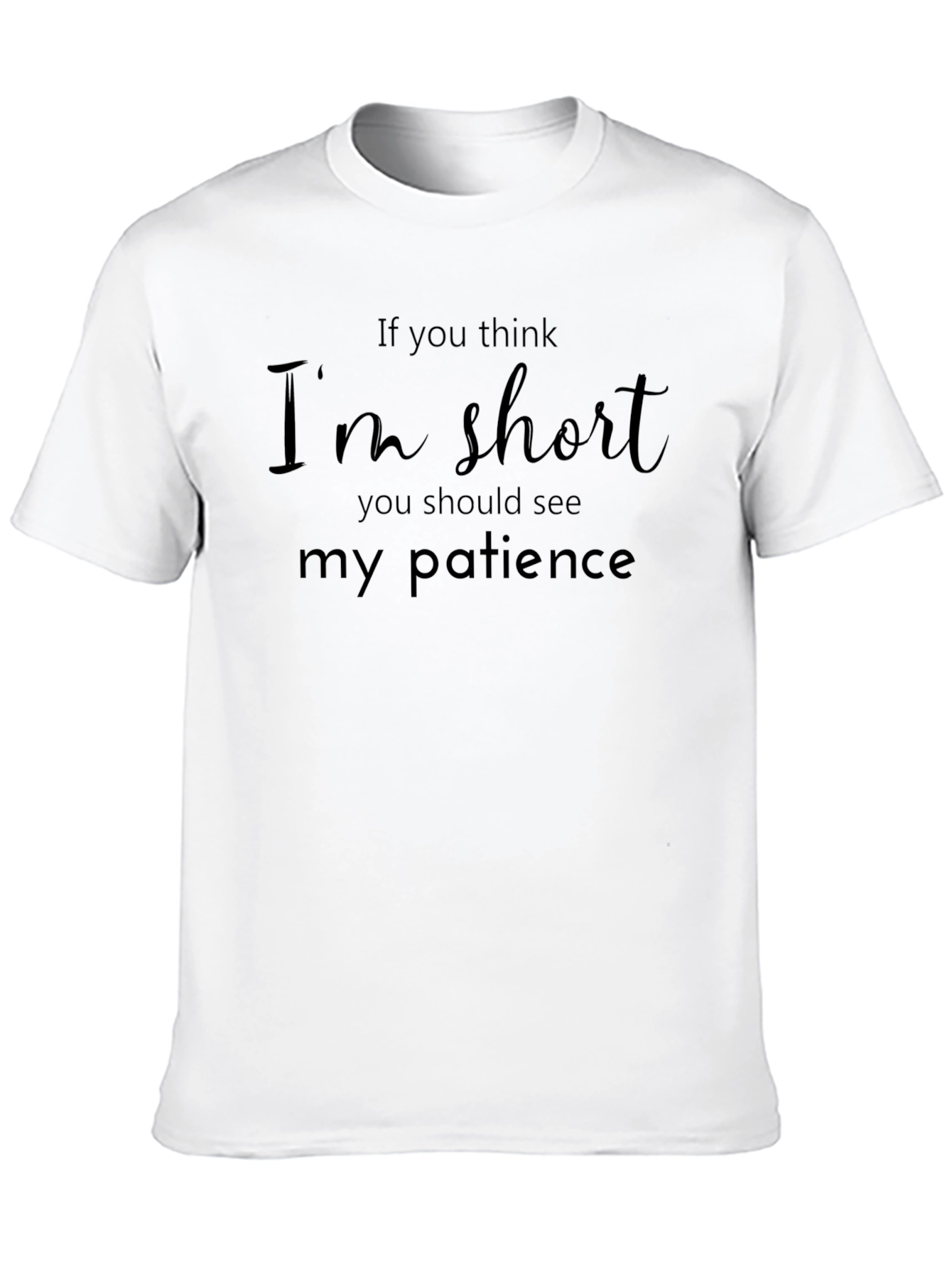 Humorous Short Patience Black Graphic T-Shirt