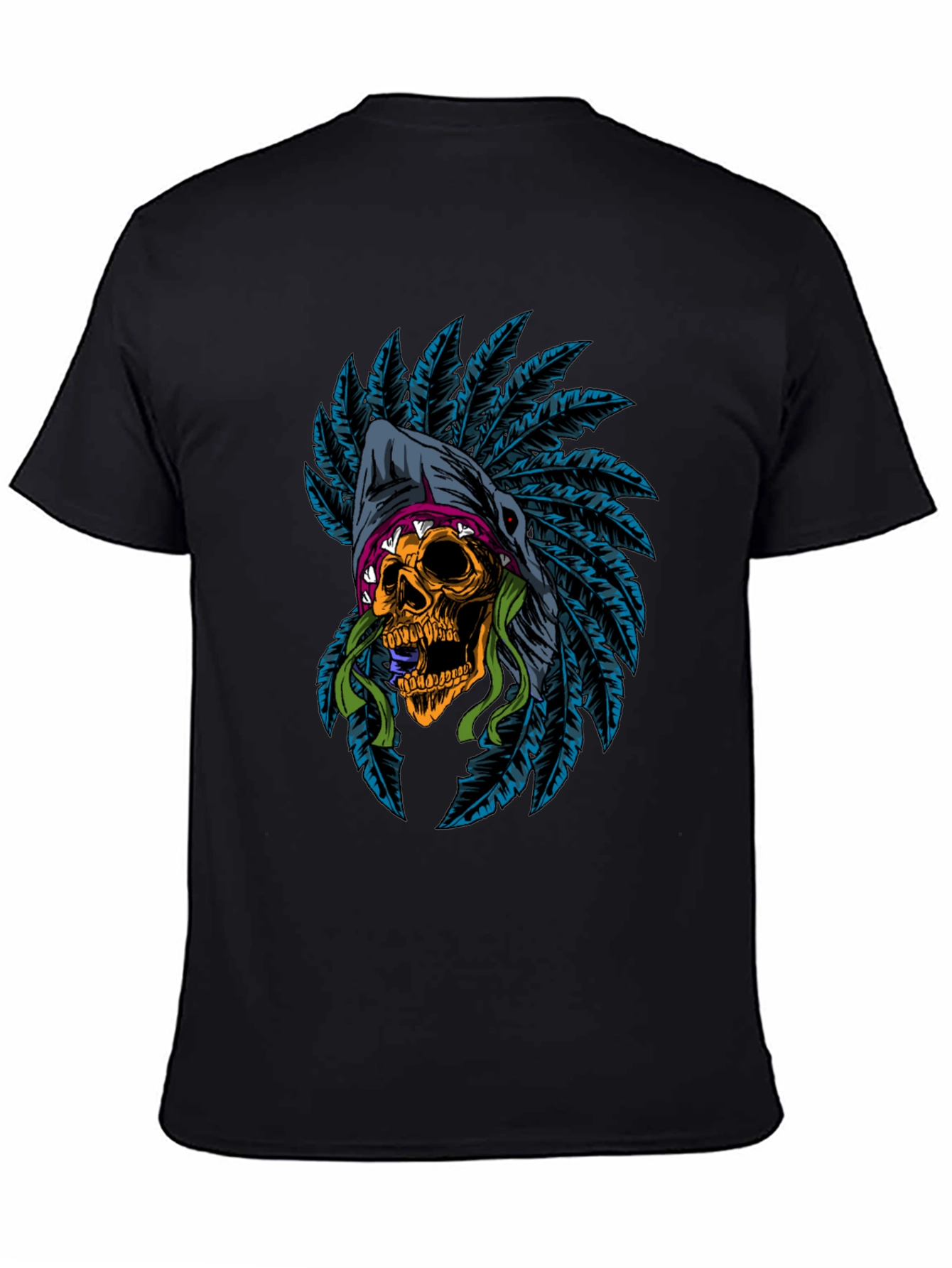 Skull Headdress Graphic Tee - Edgy Style