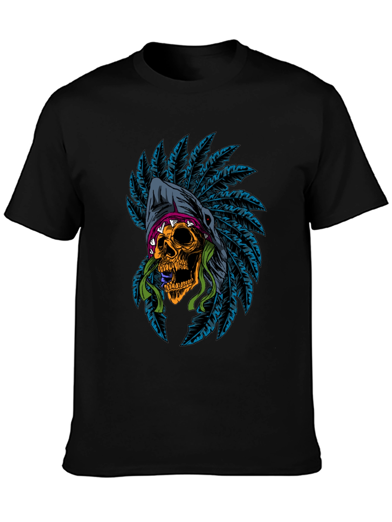 Skull Headdress Graphic Tee - Edgy Style