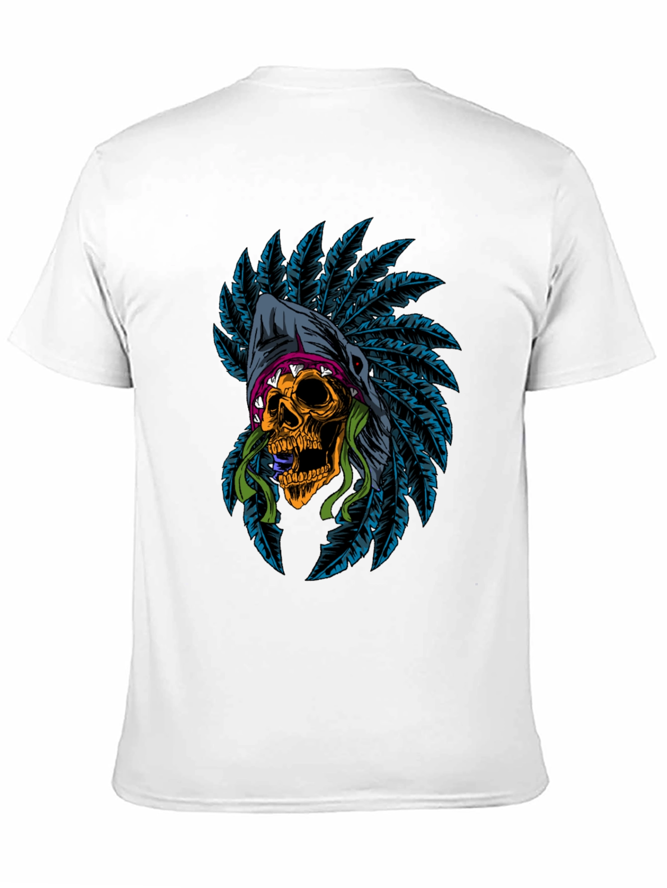 Skull Headdress Graphic Tee - Edgy Style