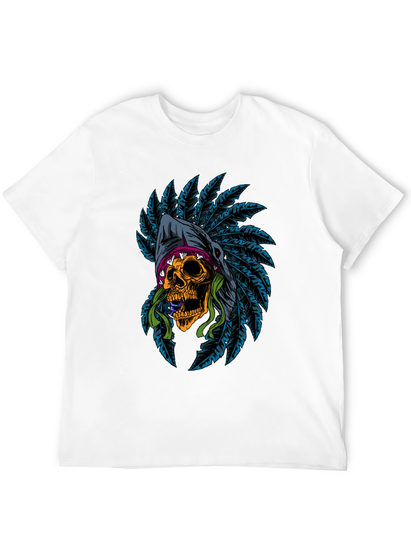 Skull Headdress Graphic Tee - Edgy Style