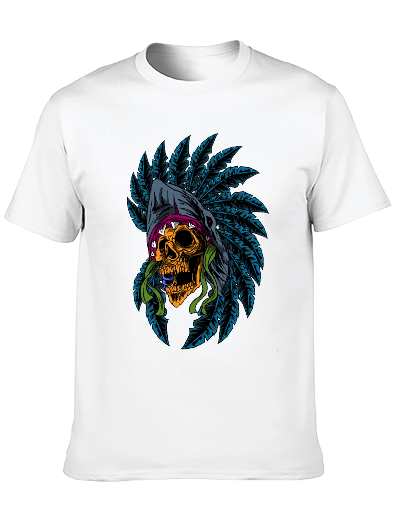 Skull Headdress Graphic Tee - Edgy Style