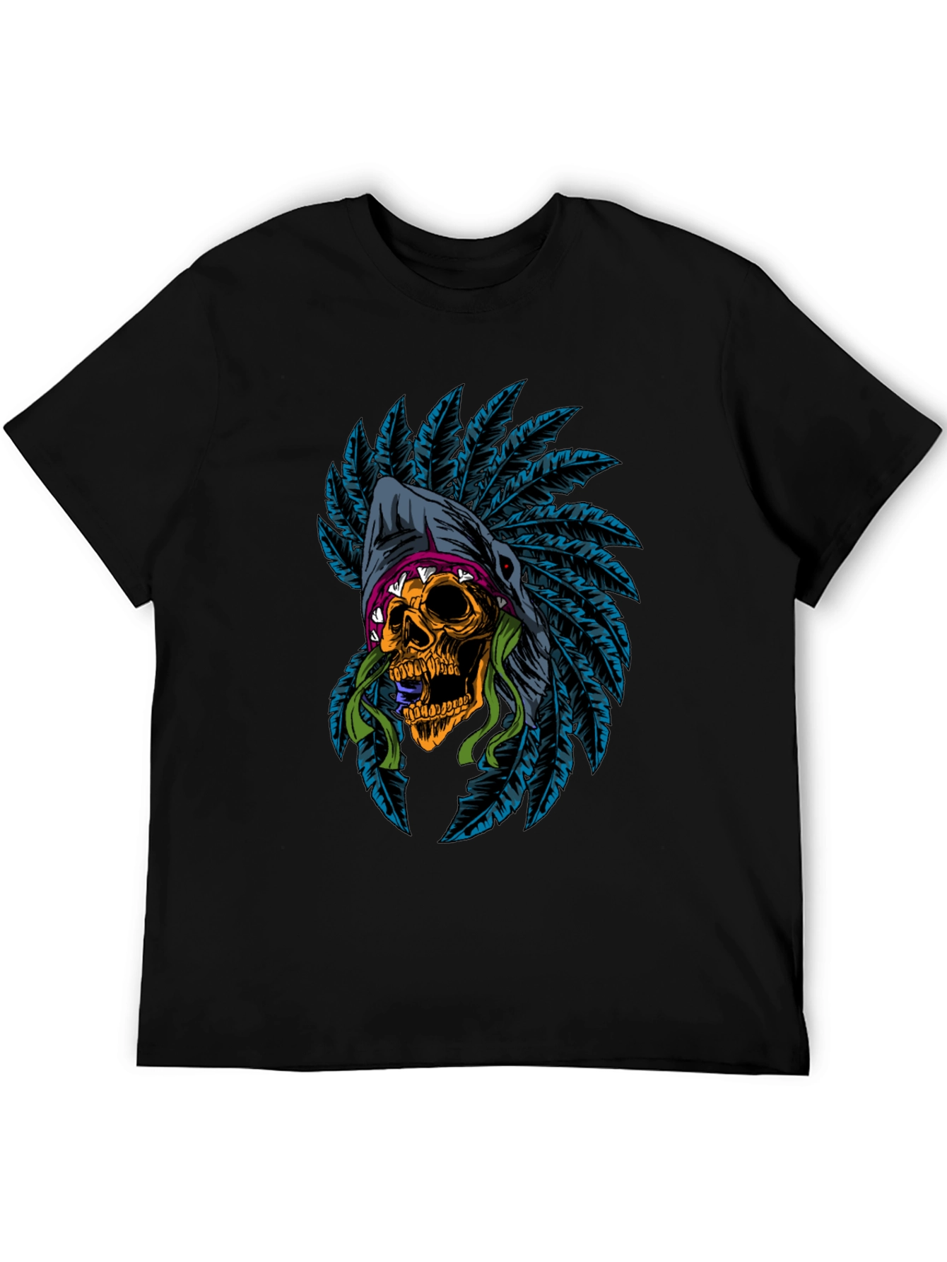 Skull Headdress Graphic Tee - Edgy Style