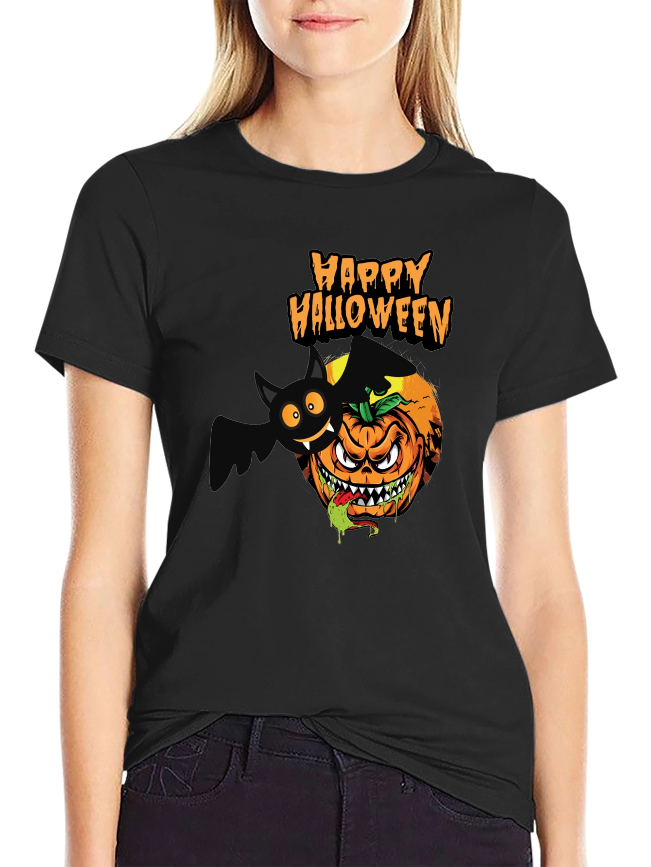 Halloween Pumpkin Bat T-Shirt