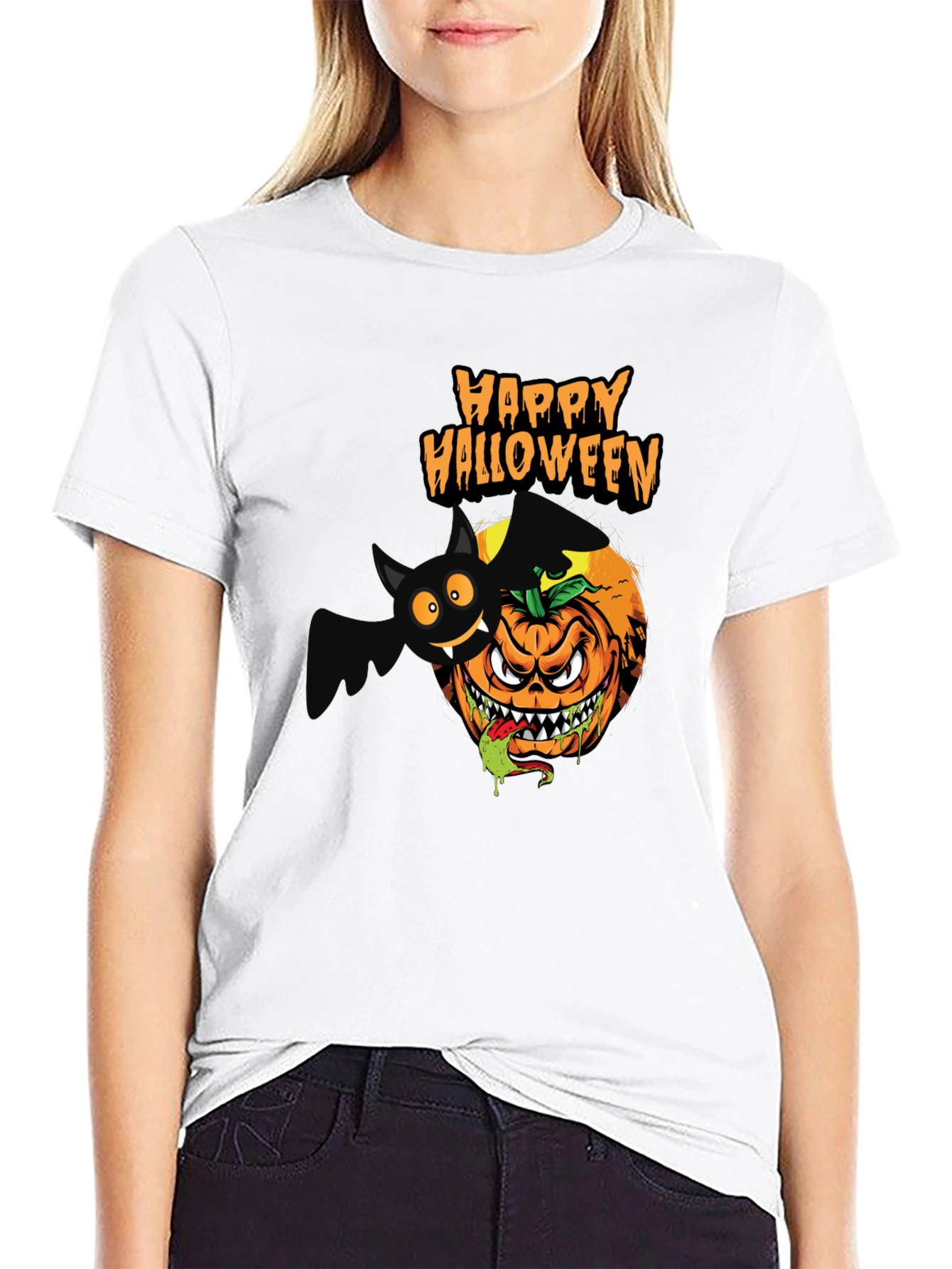 Halloween Pumpkin Bat T-Shirt