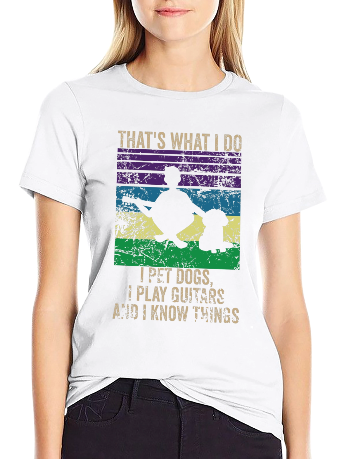 I Pet Dogs Play Guitars and Know Things T-Shirt