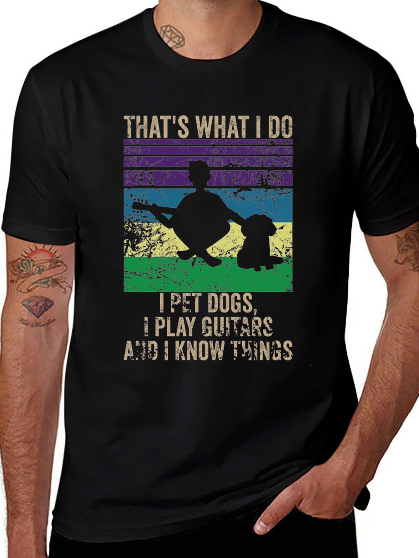 I Pet Dogs Play Guitars and Know Things T-Shirt