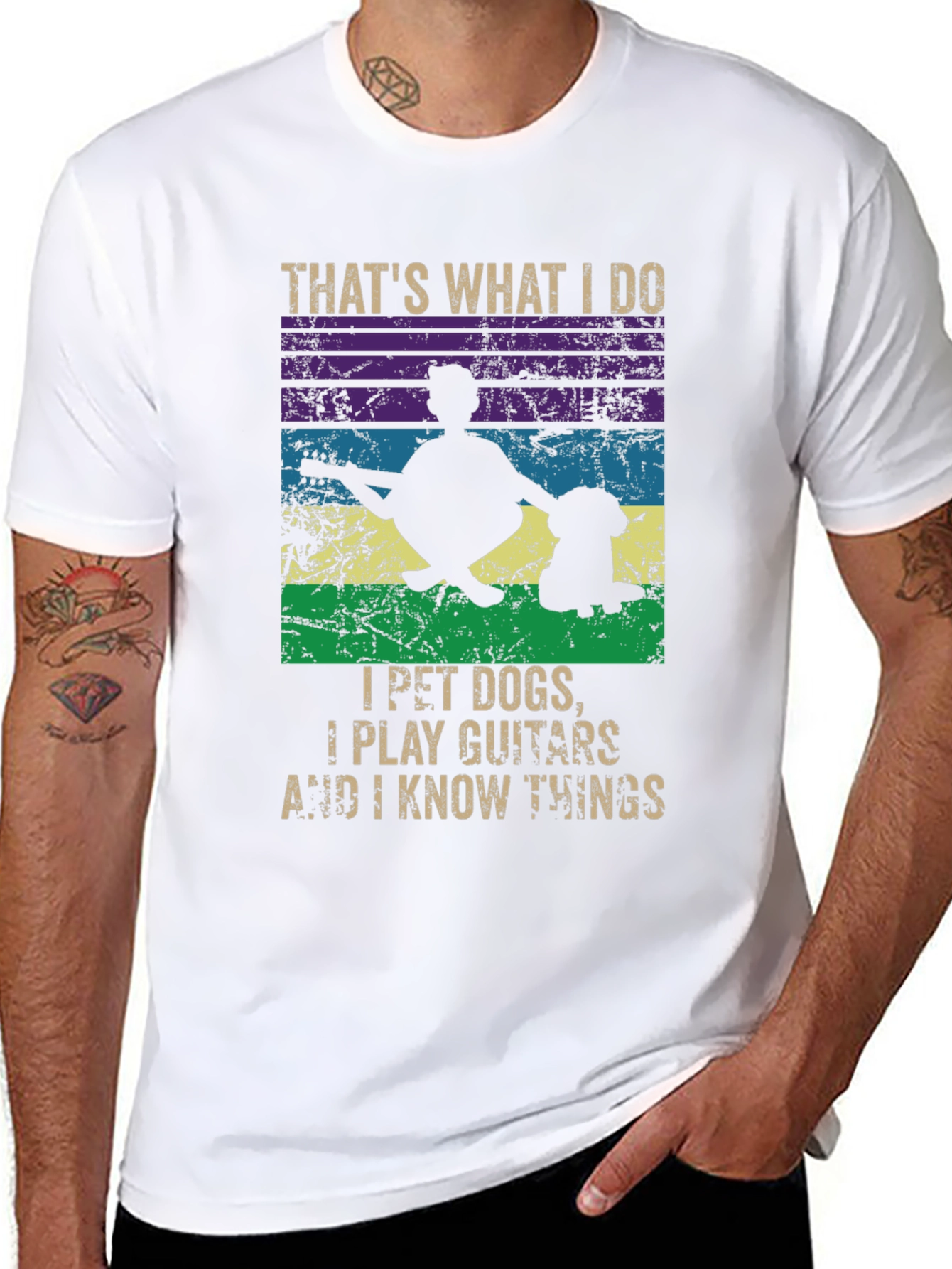 I Pet Dogs Play Guitars and Know Things T-Shirt