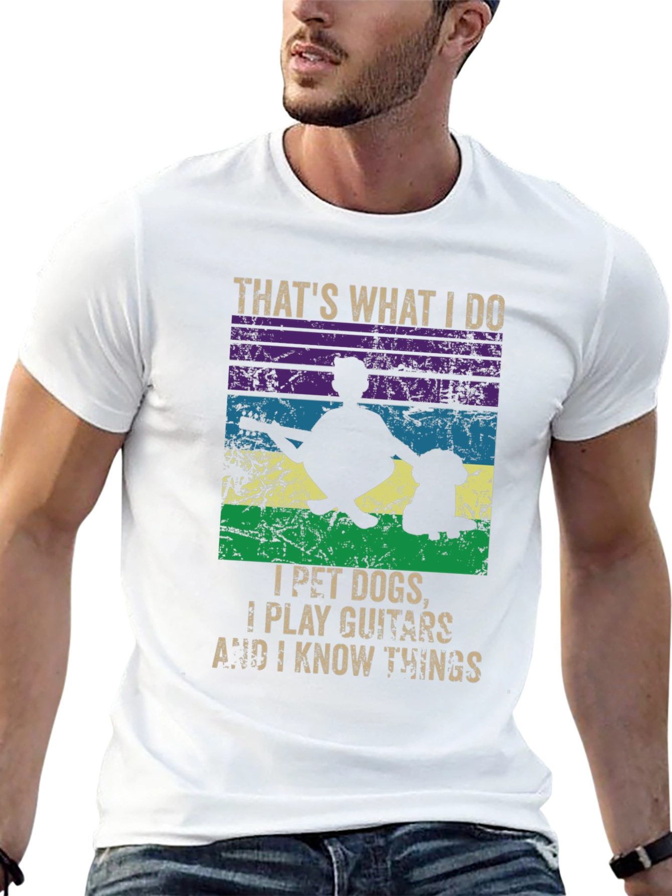 I Pet Dogs Play Guitars and Know Things T-Shirt