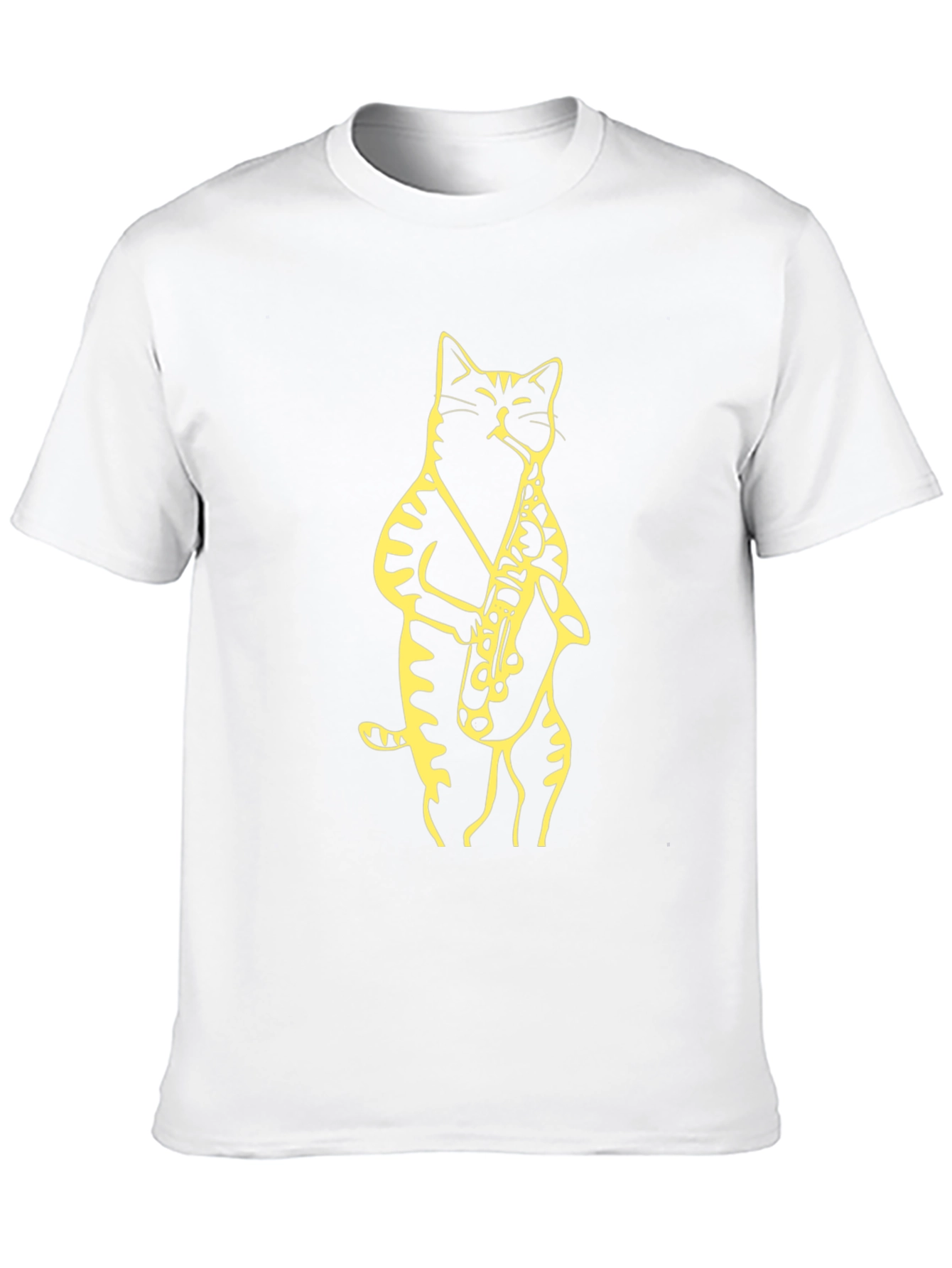 Cat Saxophone Black T-Shirt - Cool Musician Tee