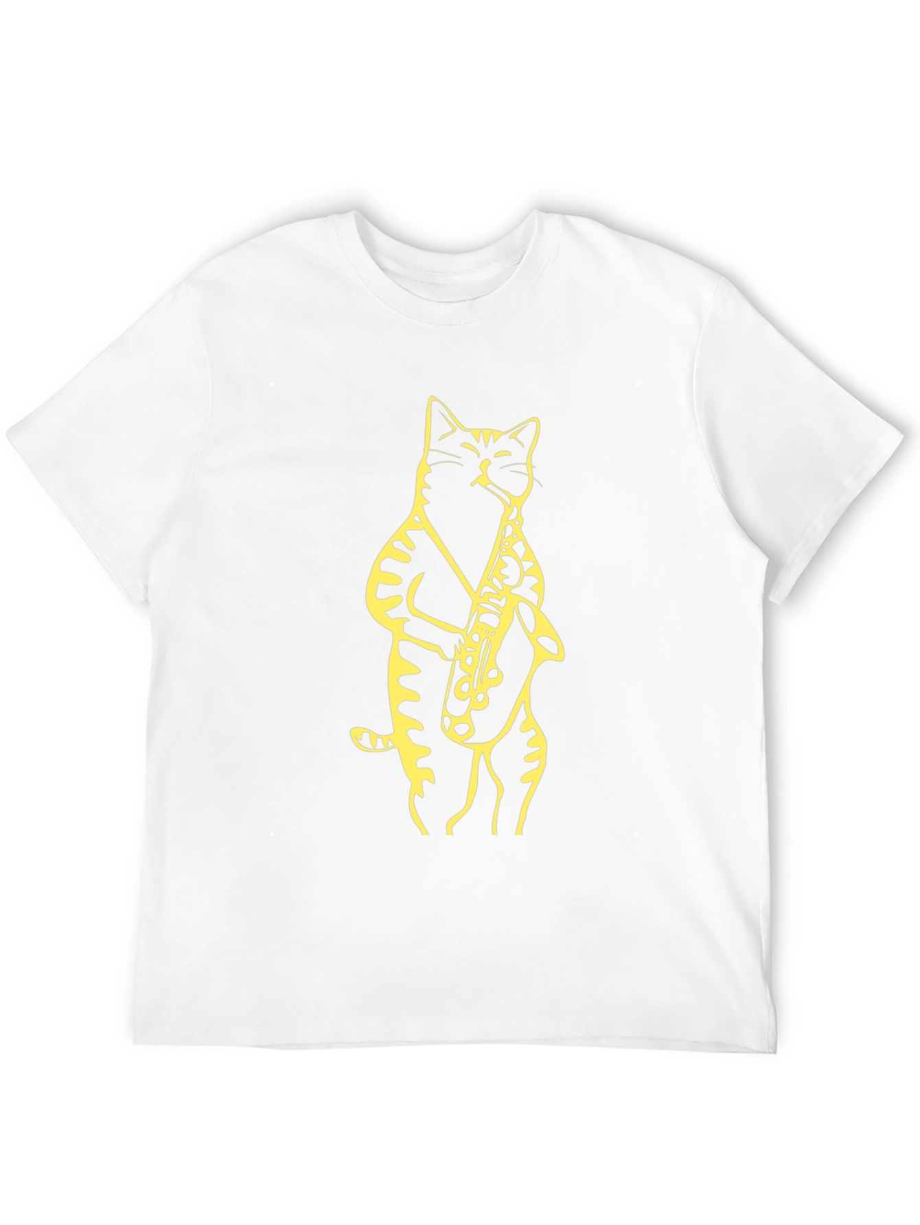 Cat Saxophone Black T-Shirt - Cool Musician Tee