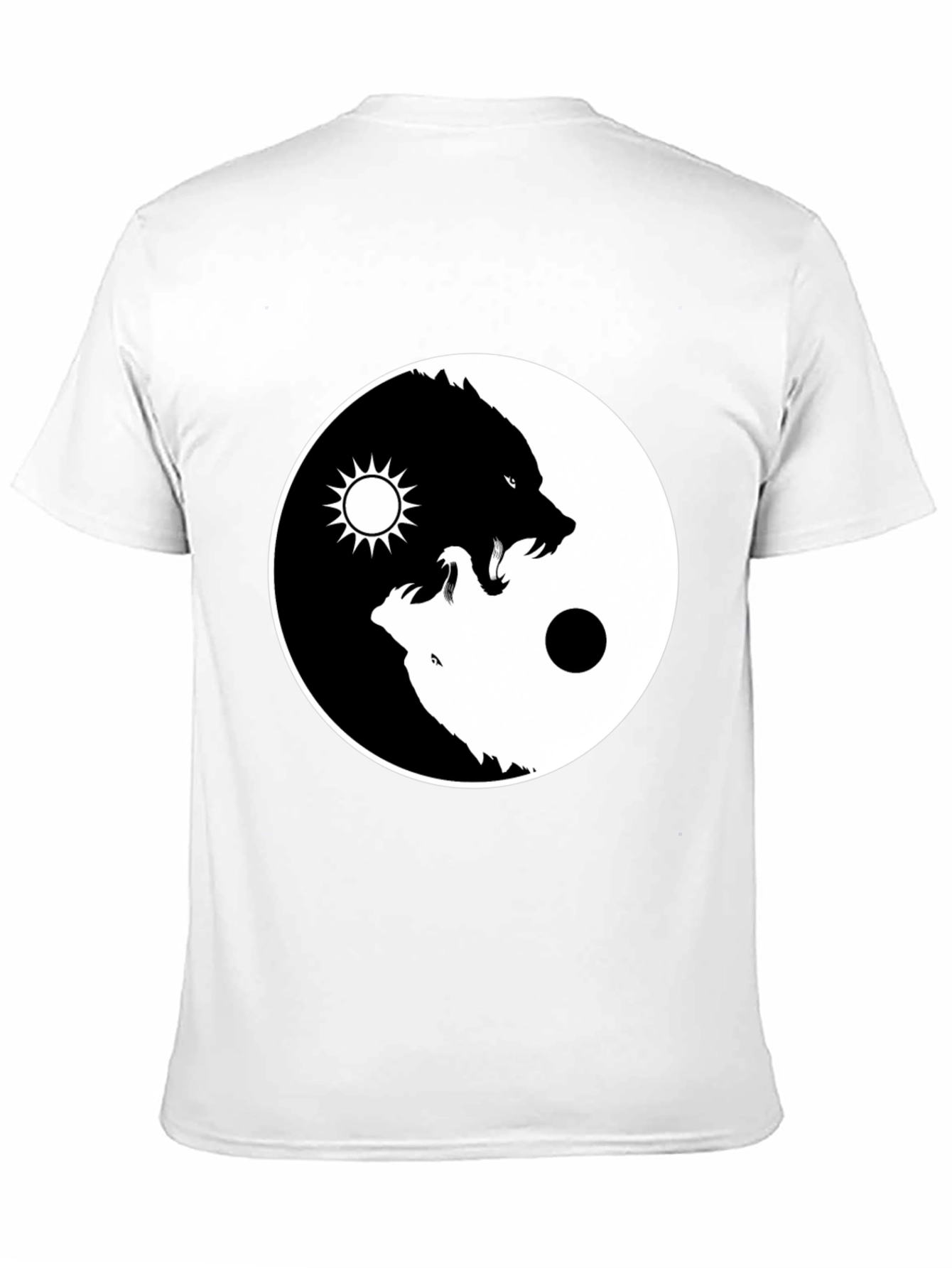 Yin Yang Wolf Graphic T-Shirt - Black