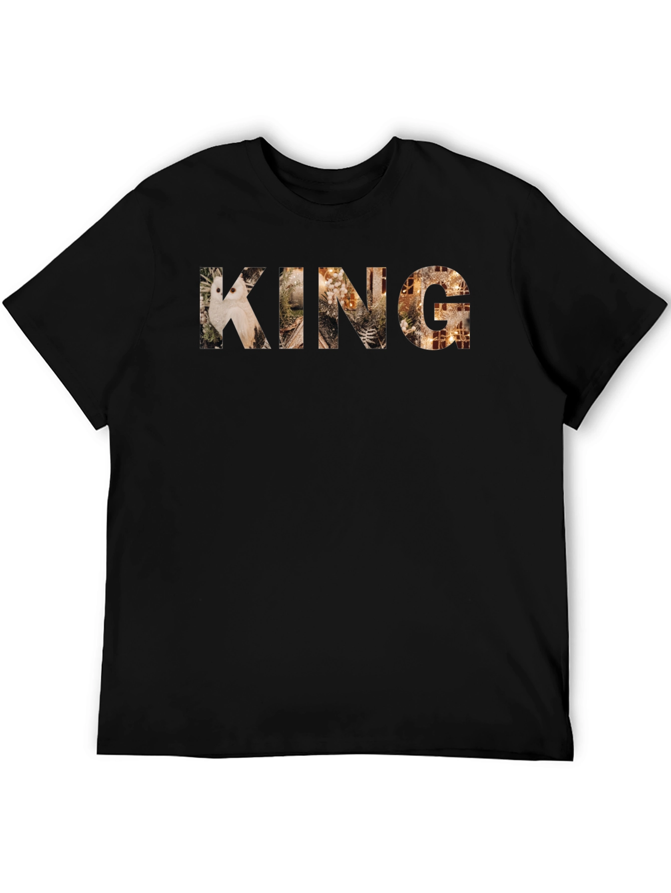 King Patterned Mens Black T-Shirt