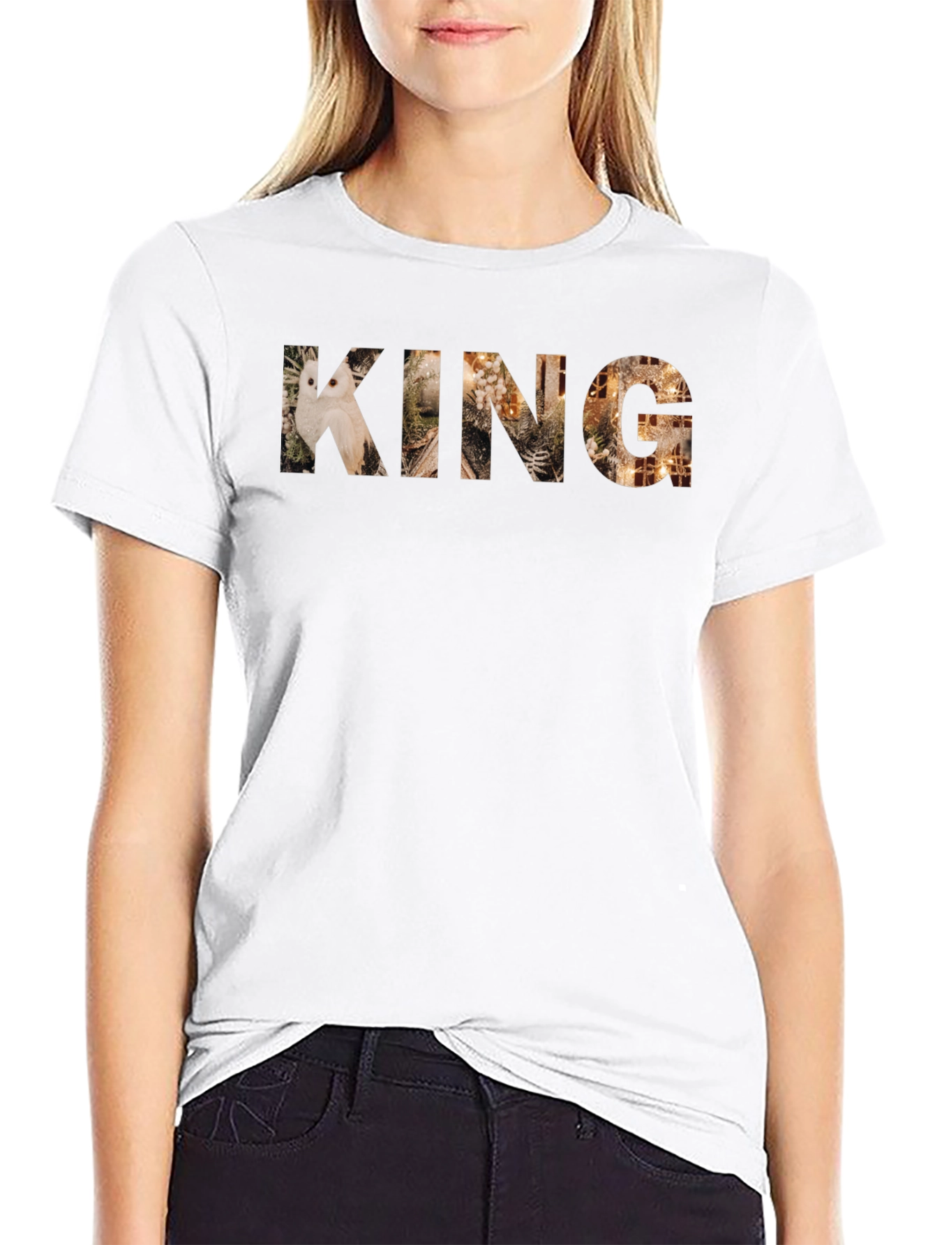 King Patterned Mens Black T-Shirt