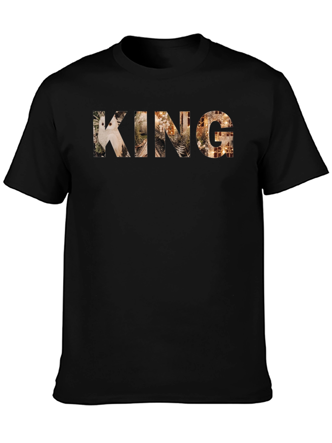 King Patterned Mens Black T-Shirt