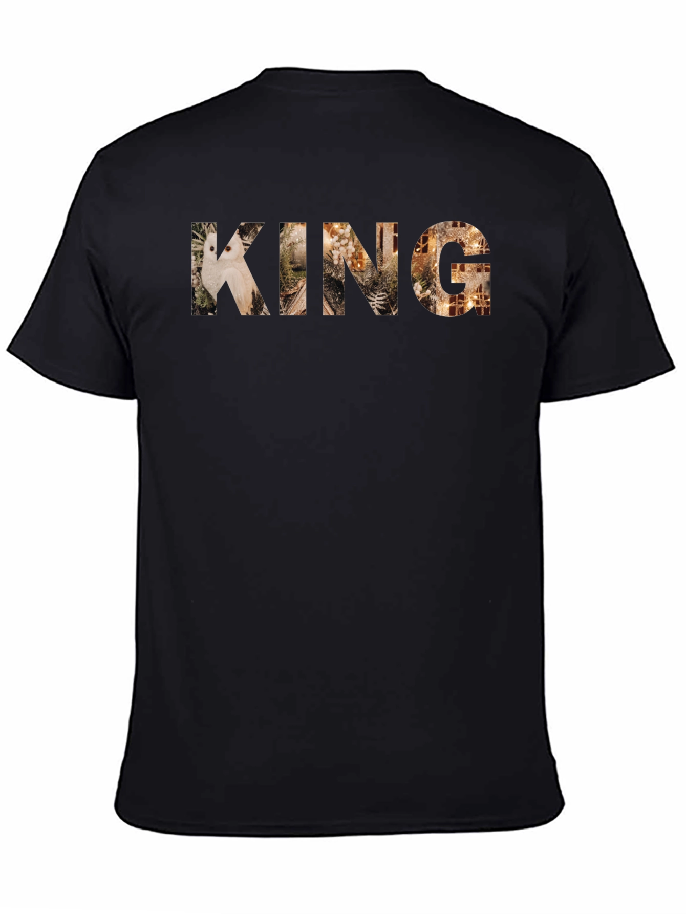 King Patterned Mens Black T-Shirt