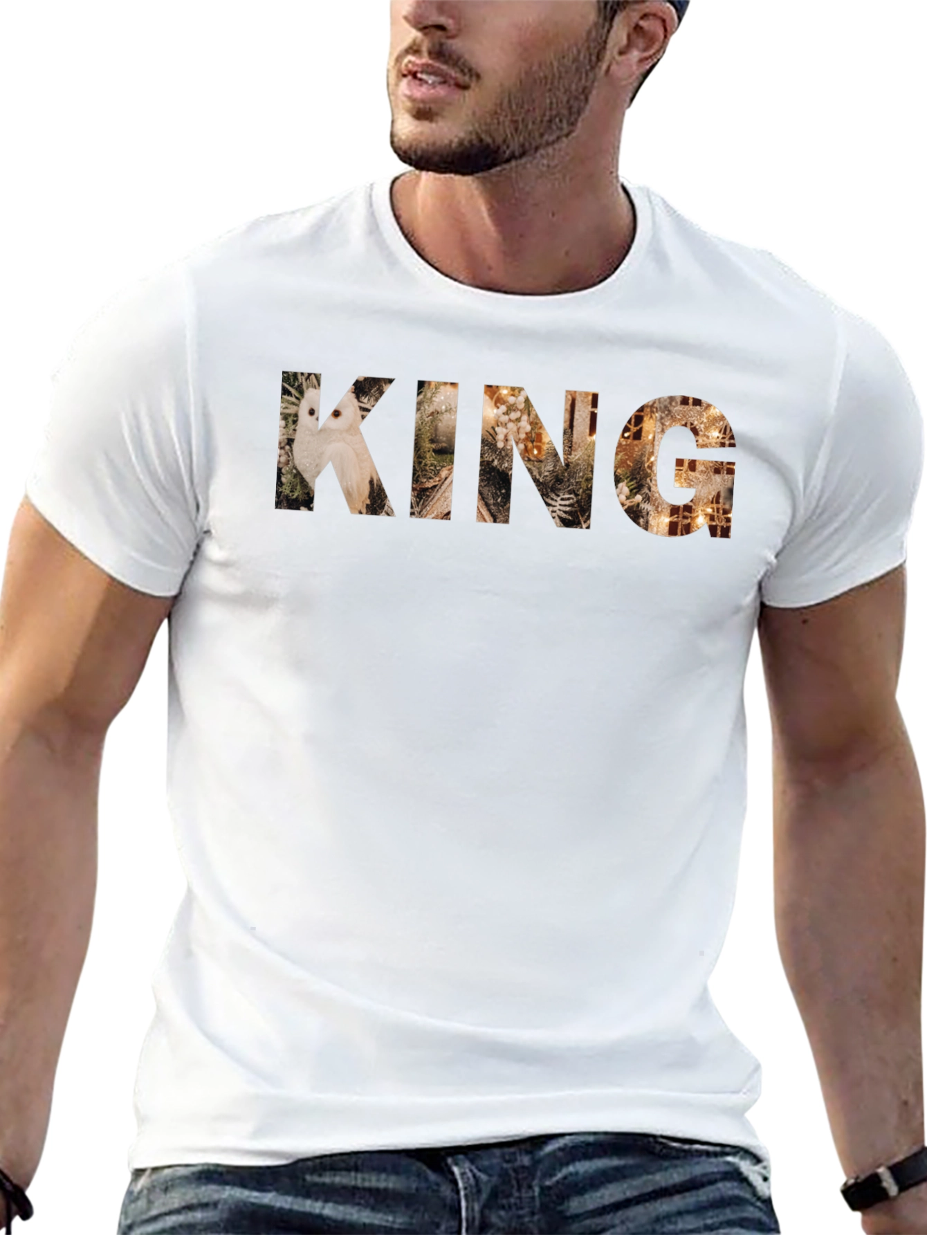King Patterned Mens Black T-Shirt