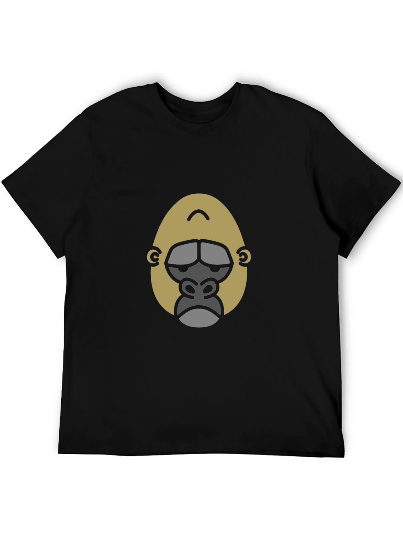 Cool Gorilla Face Graphic Print Black T-Shirt