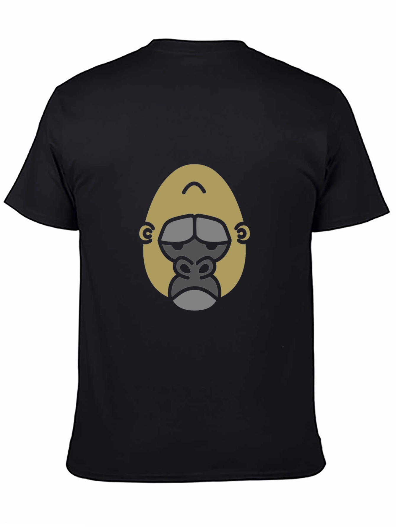 Cool Gorilla Face Graphic Print Black T-Shirt