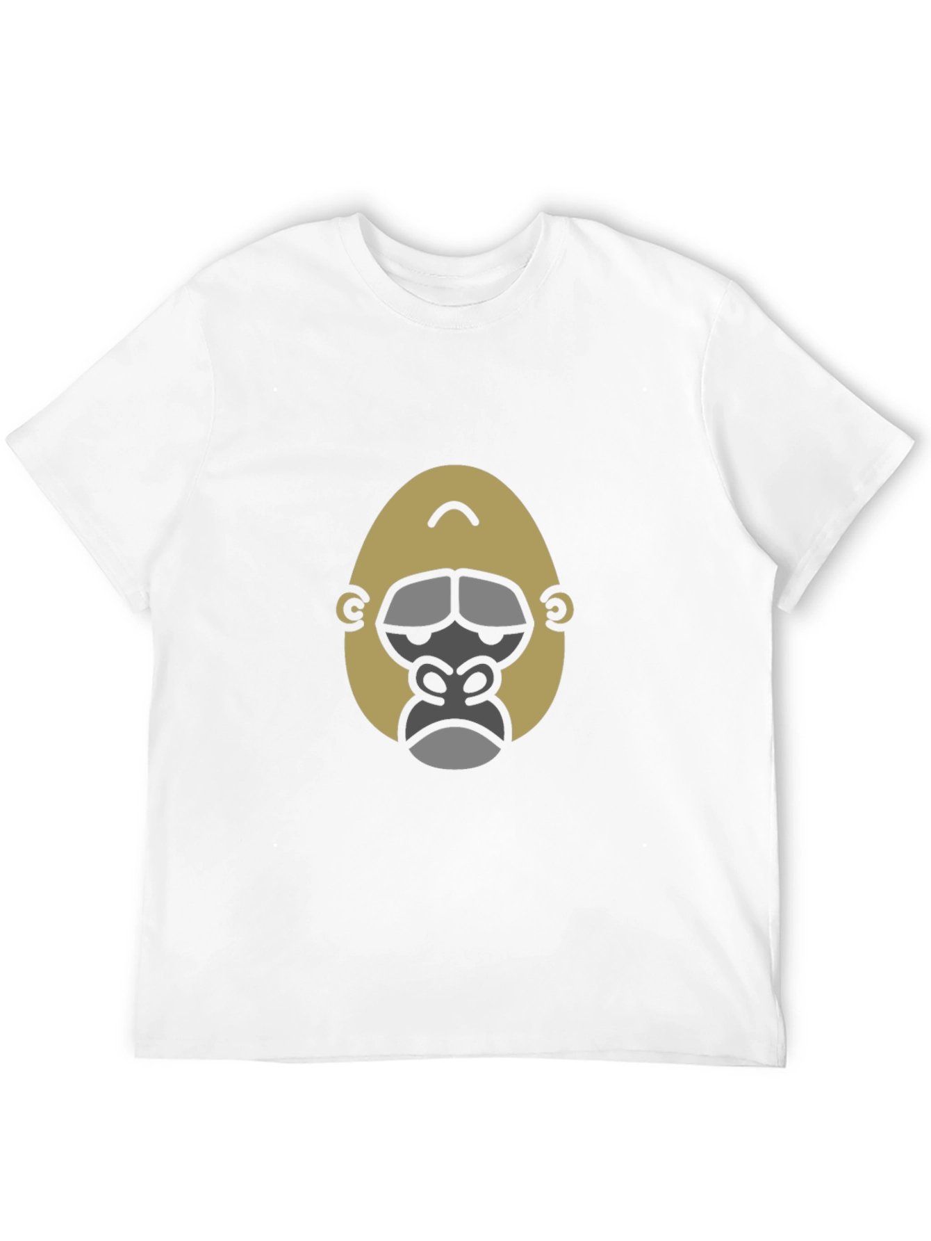 Cool Gorilla Face Graphic Print Black T-Shirt