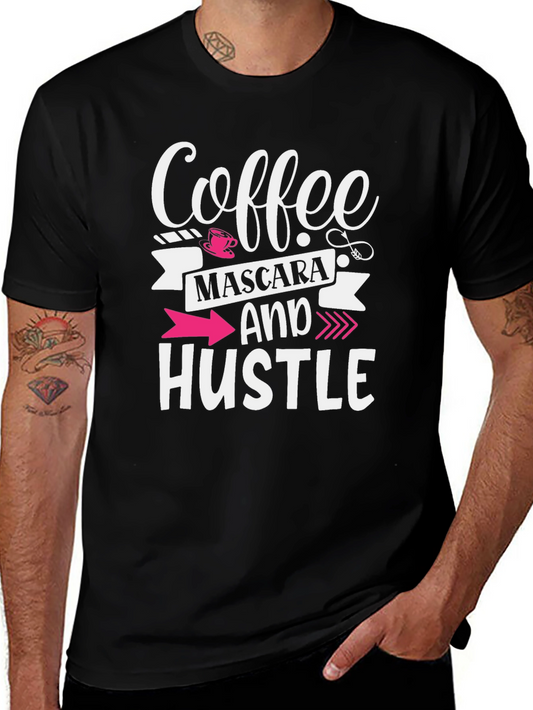 Coffee Mascara Hustle Graphic Tee - Black Unisex T-Shirt