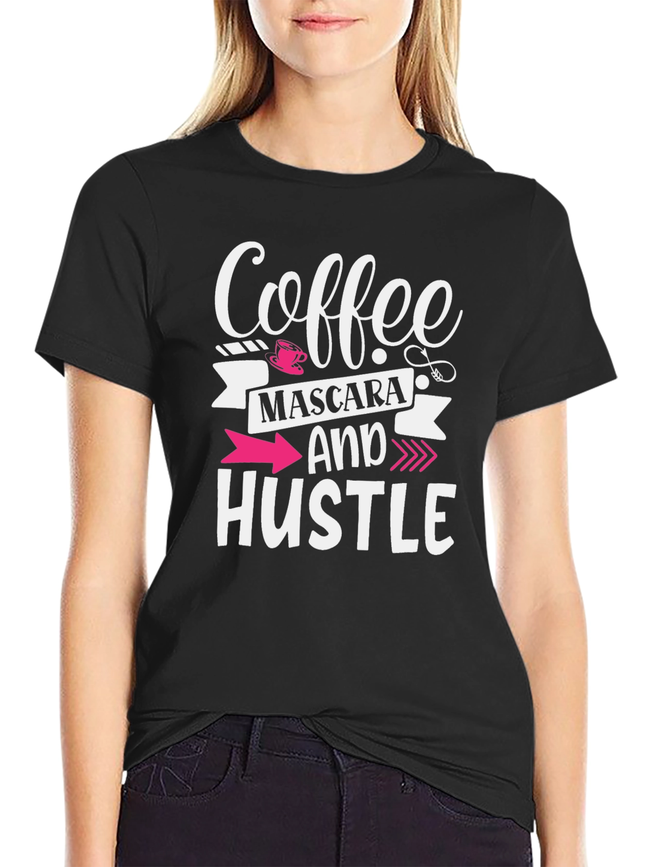 Coffee Mascara Hustle Graphic Tee - Black Unisex T-Shirt