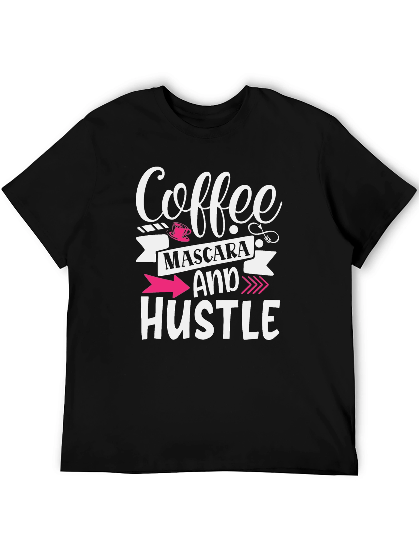 Coffee Mascara Hustle Graphic Tee - Black Unisex T-Shirt
