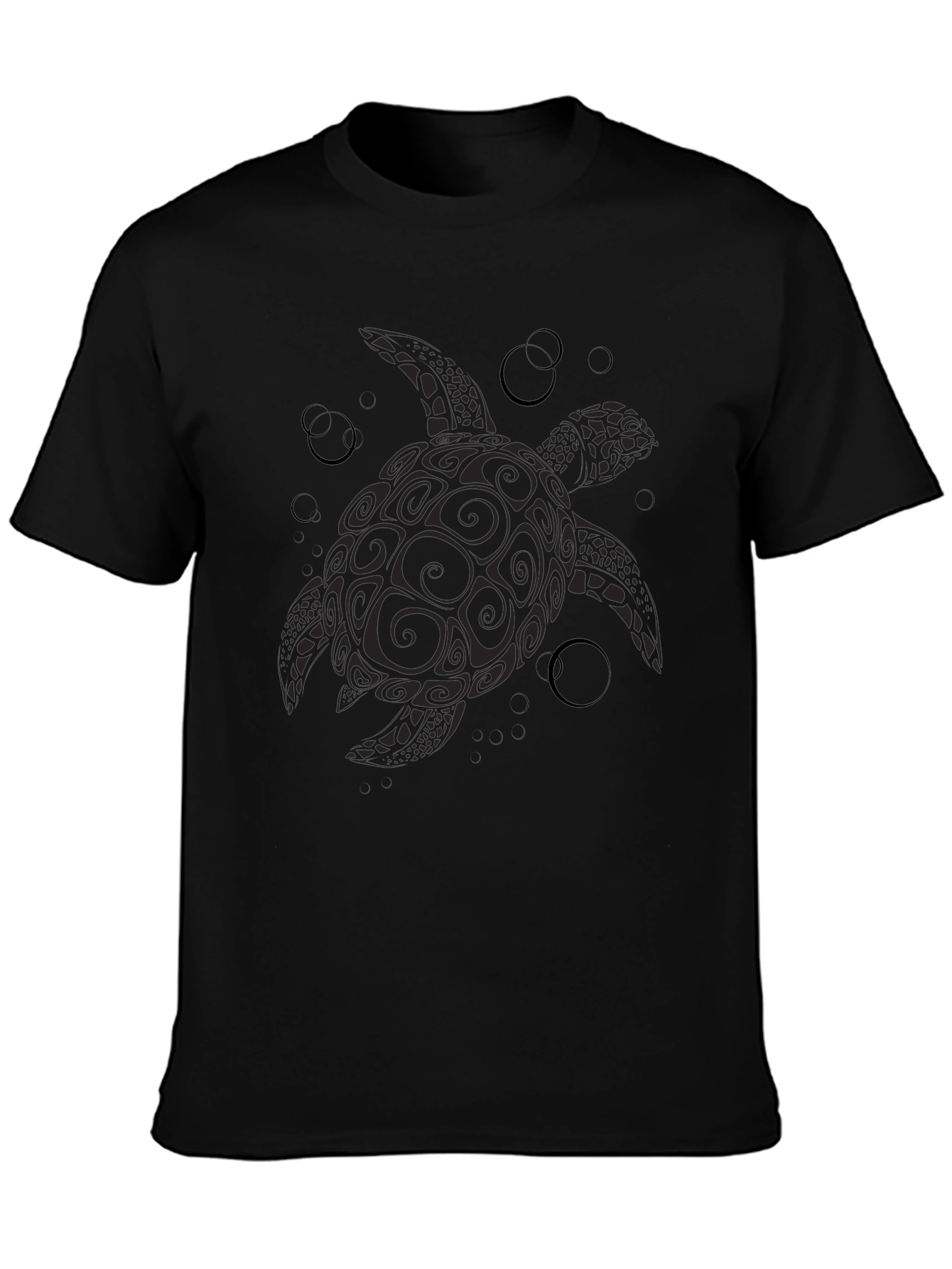 Tribal Turtle Graphic Black T-Shirt