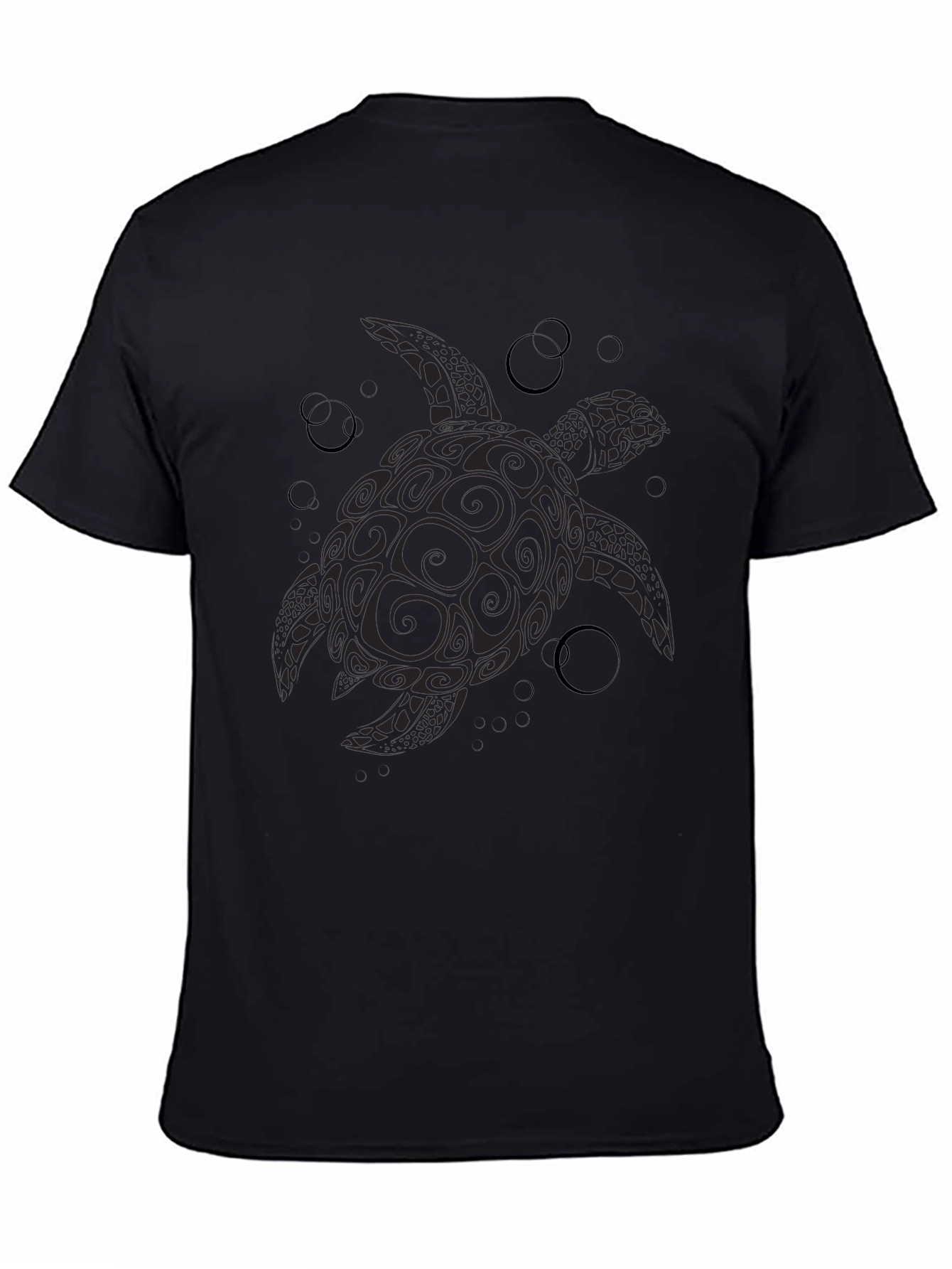 Tribal Turtle Graphic Black T-Shirt