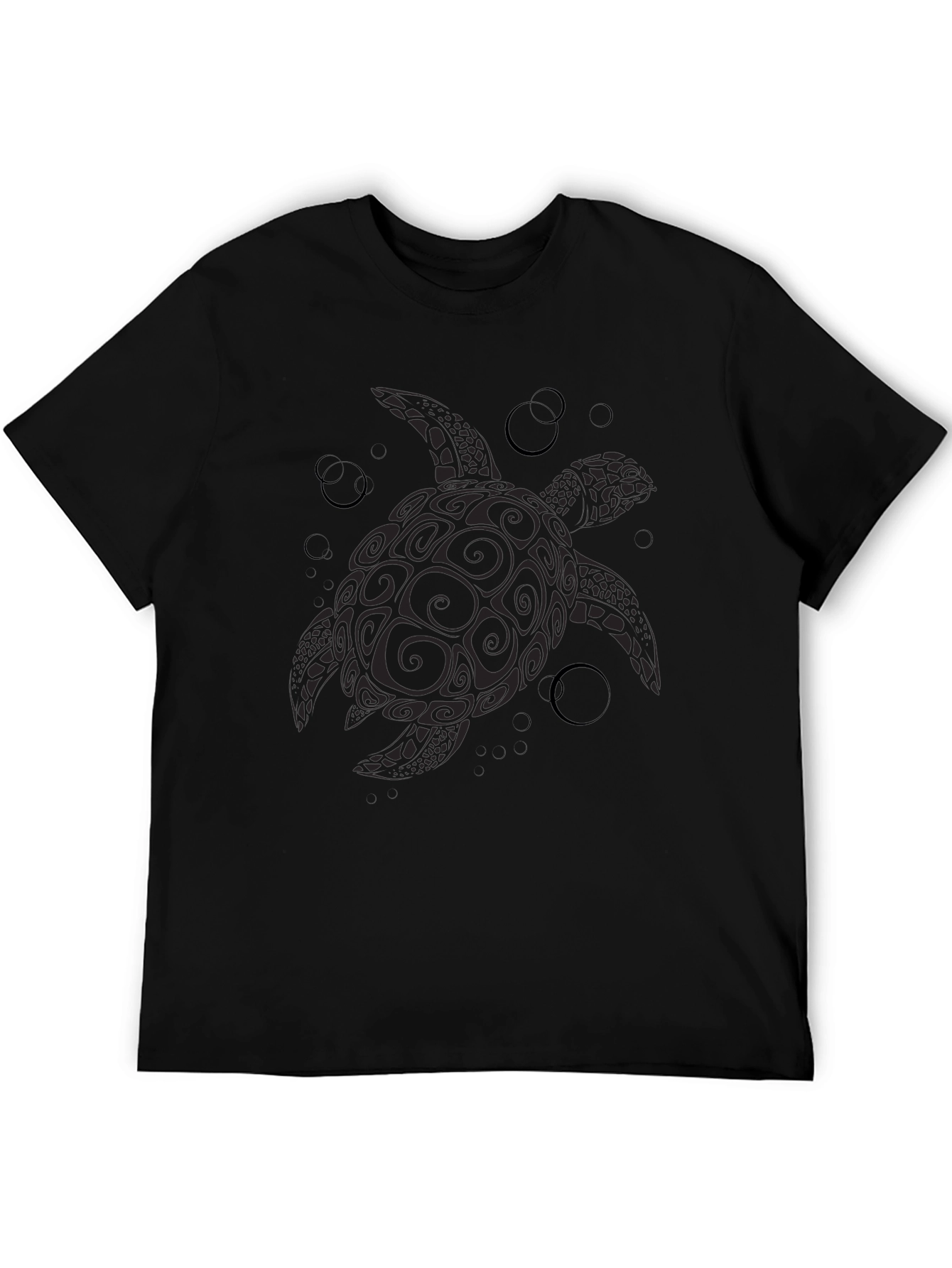 Tribal Turtle Graphic Black T-Shirt