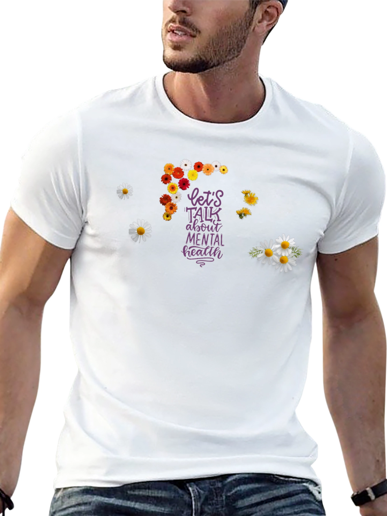 Mental Health Awareness T-Shirt - Floral Design