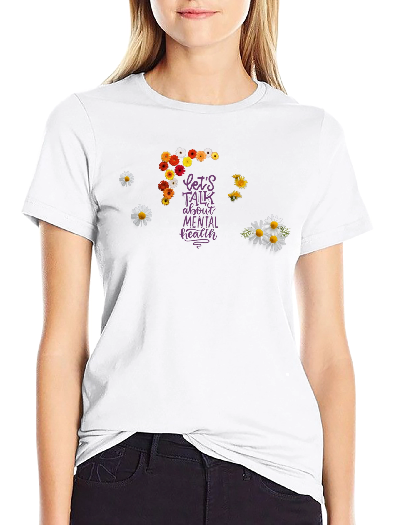 Mental Health Awareness T-Shirt - Floral Design