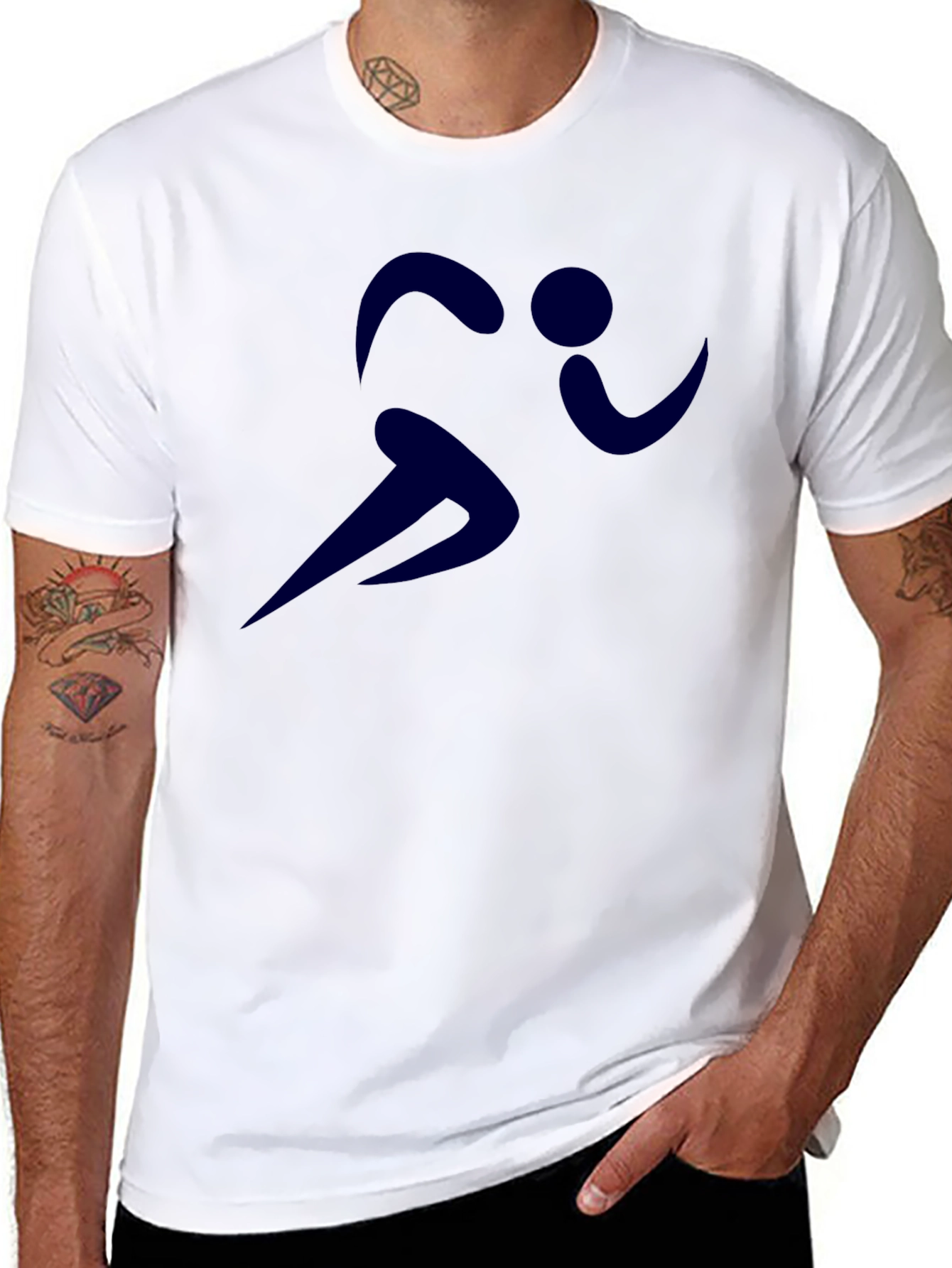 Mens Black Running Graphic Tee - Athletic Style