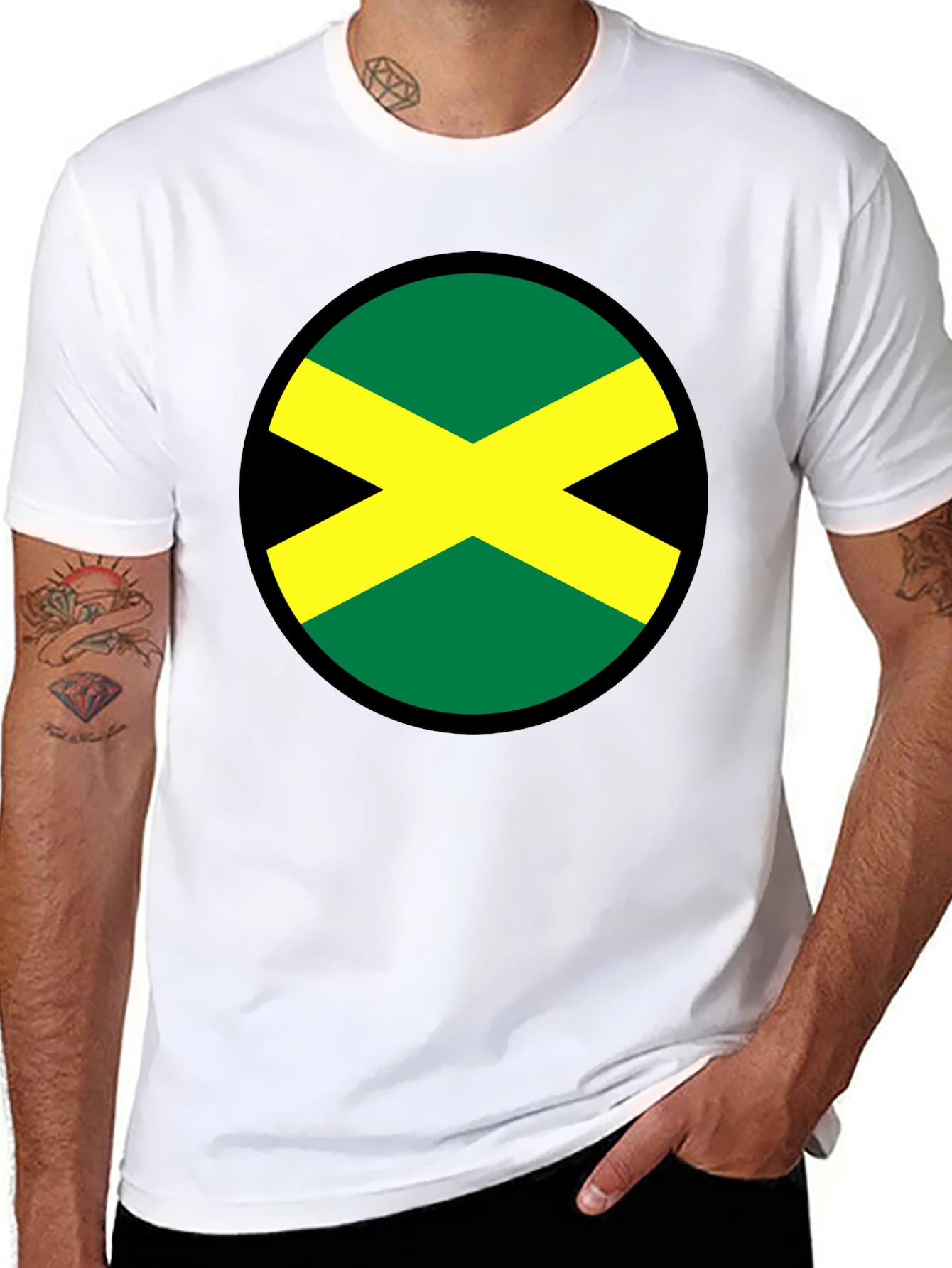 Jamaican Flag T-Shirt - Round Rasta Design
