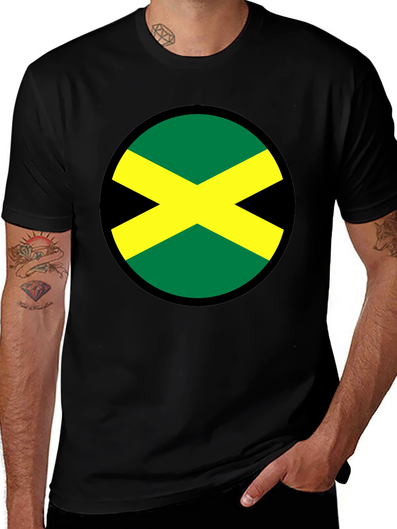 Jamaican Flag T-Shirt - Round Rasta Design